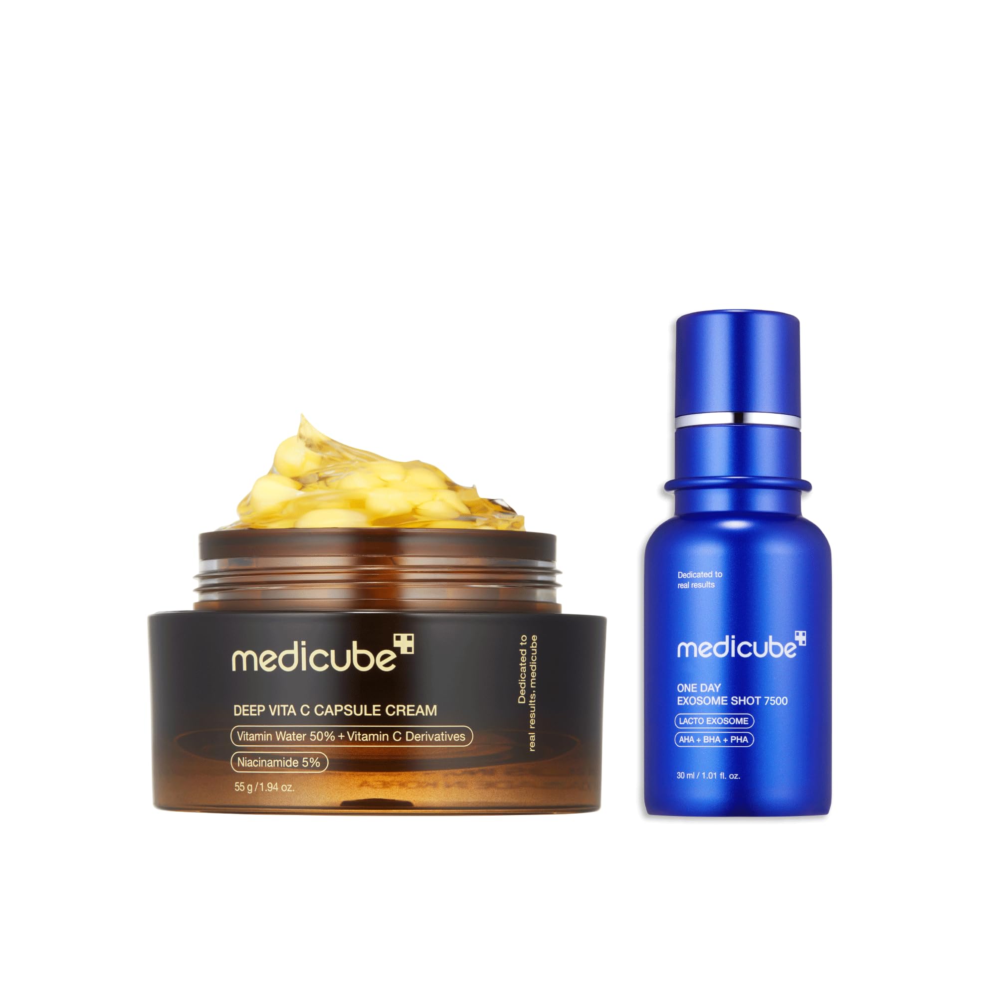 medicube Flawless Skin: Deep Vitamin C Golden Capsule Face Moisturizer and Zero Exosome Shot 7,500 PPM Spicule Facial Serum