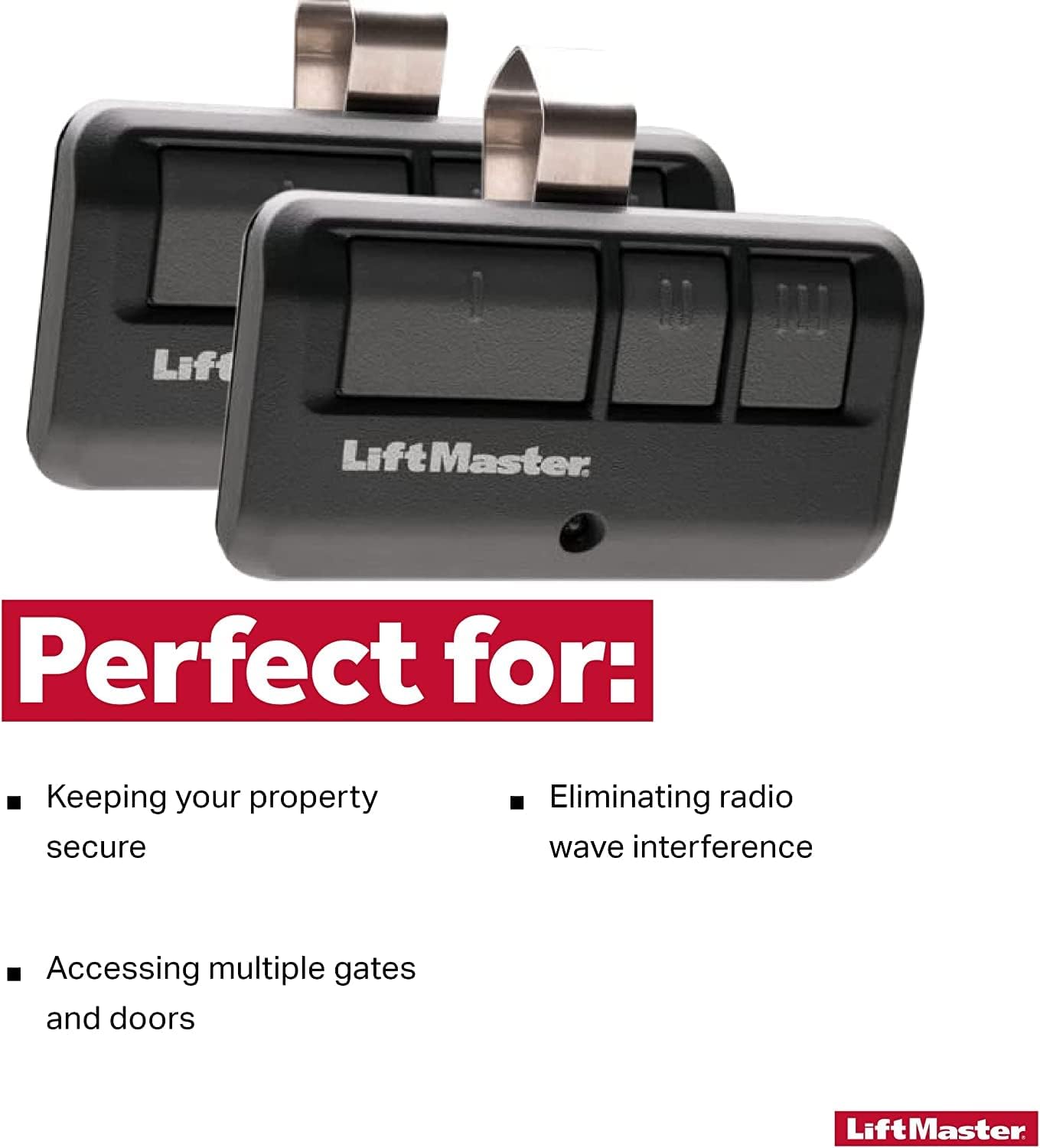 LiftMaster 893LM 3-Button Garage Door Opener Remote Control, Dark Gray