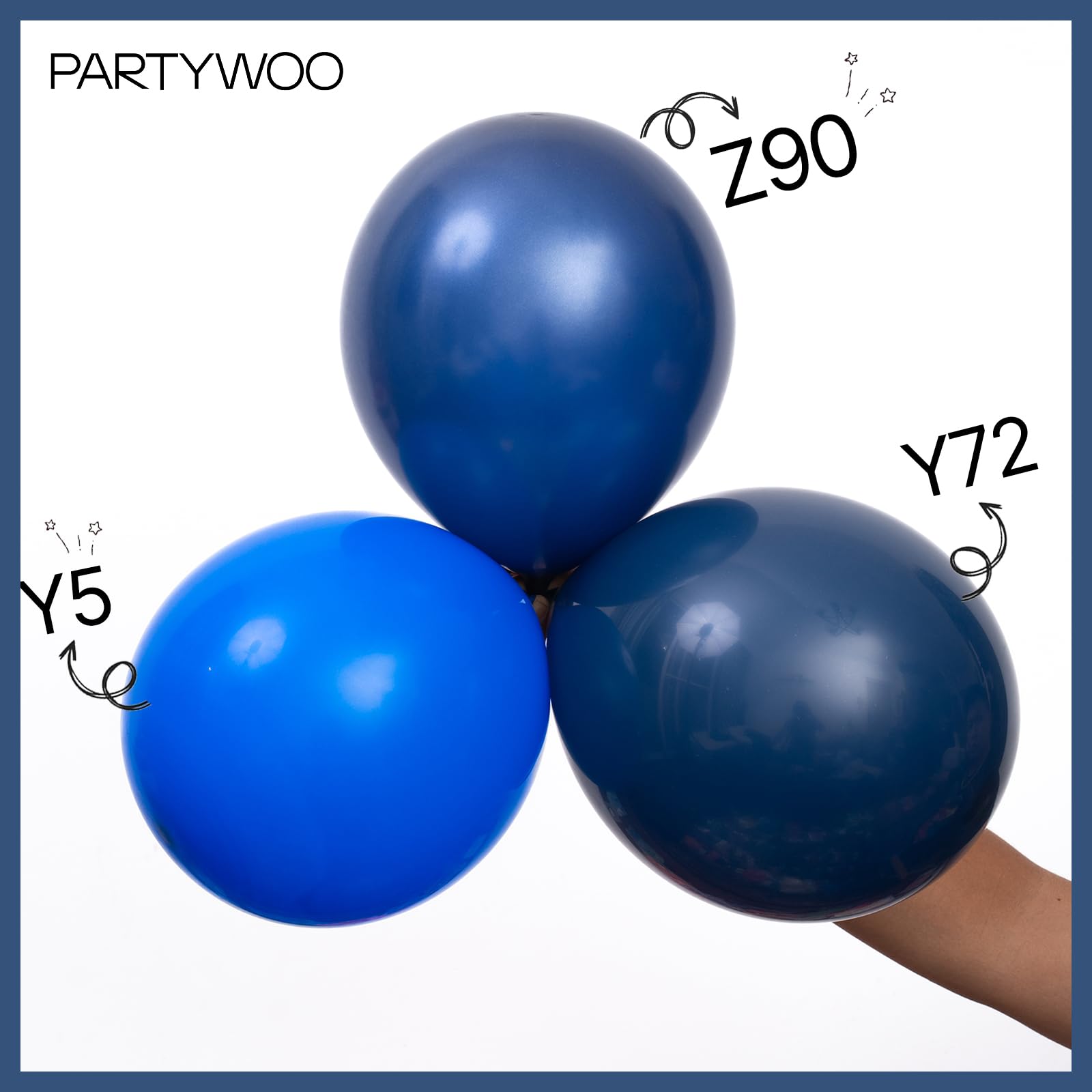 PartyWoo Navy Blue Balloons 123 pcs Pearl Navy Balloons Different Sizes Pack of 18 12 10 5 Inch Dark Blue Balloon Arch Kit Balloon Garland for Graduation New Year Wedding Party Decorations Blue-Z90