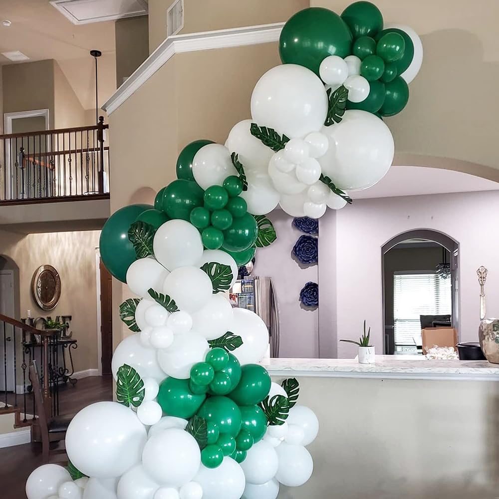 Dark Green Balloons,106 pcs Hunter Green Balloons Different Sizes Pack of 18 12 10 5 Inch Emerald Green Balloon for Christmas Graduation Birthday Summer Jungle Forest Theme Party Decorations