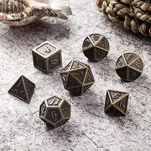 Metal DND Dice, DNDND 7 PCS Glow in The Dark Metallic D&D Dice Set with Grogeous Gift Case for Dungeons and Dragon Tabletop Game (Glow in The Dark Pink)