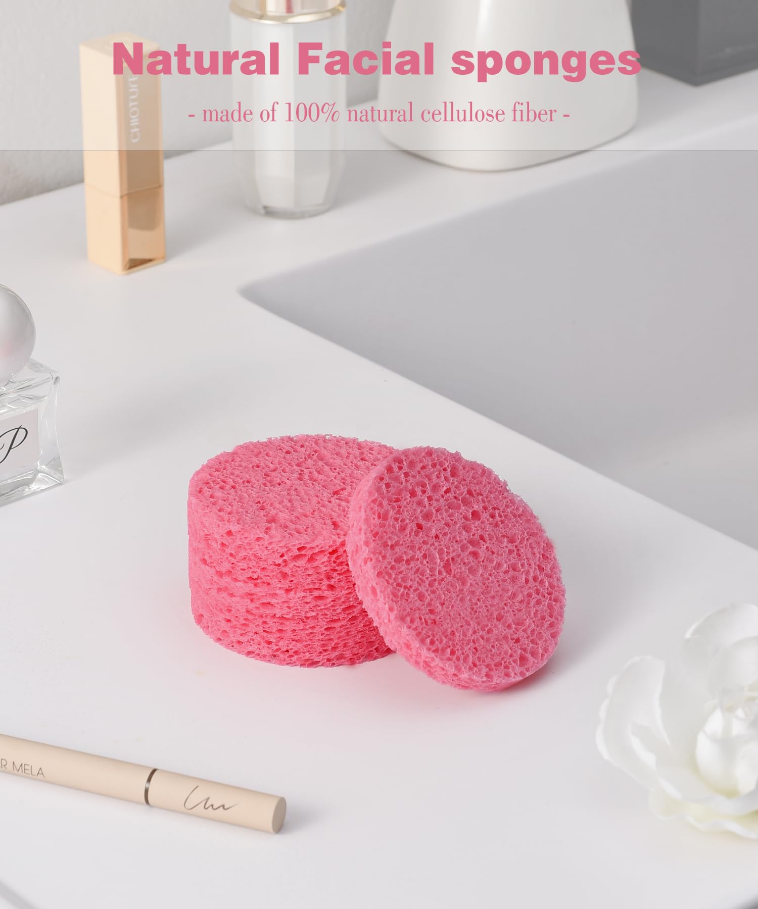 METUUTER 50 PCS Compressed Facial Sponges for Estheticians- 100% Natural Cellulose Face Sponge Professional Cosmetic Spa Sponges for Face Cleansing, Massage, Pore Exfoliating, Mask, Makeup Removal