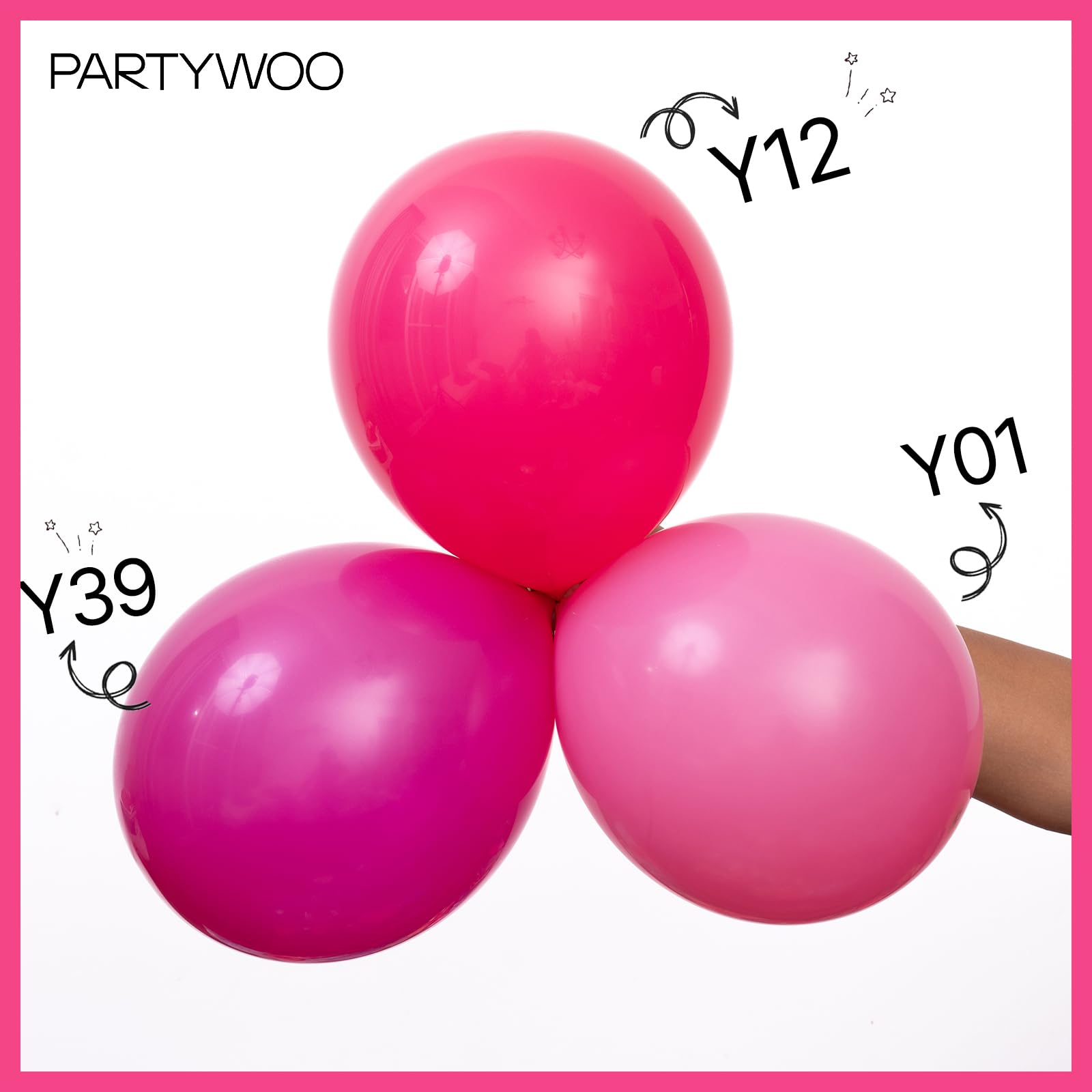PartyWoo Hot Pink Balloons 99 pcs Different Sizes of 36 18 12 10 5 Inch Magenta Fuchsia Dark Pink Balloon Arch Kit Garland for Valentine's Day Baby Shower Princess Birthday Party Decorations Pink-Y12