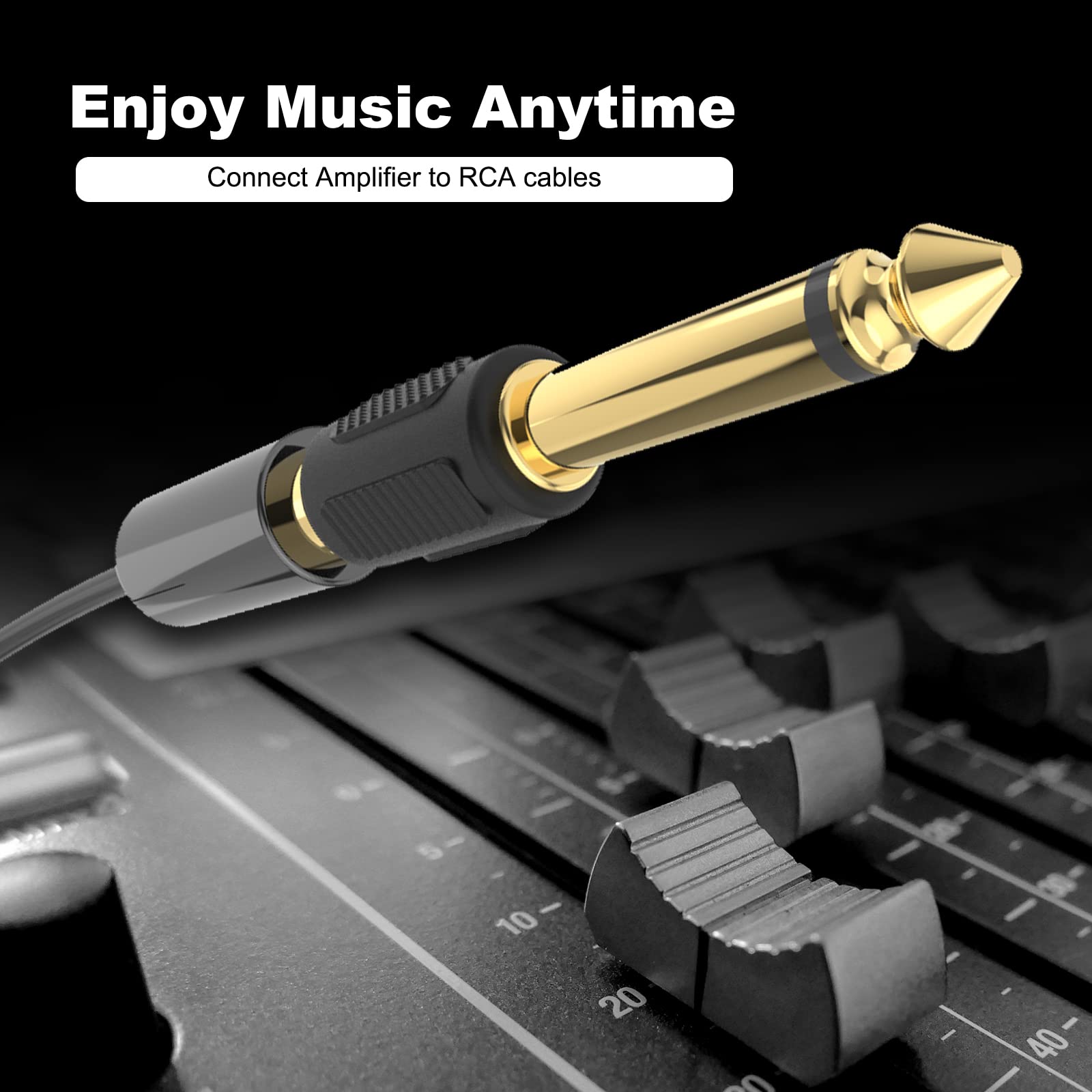 VCE RCA to 1/4" Audio Adapter, 6.35mm Mono Plug Male to RCA Female Connectors 6-Pack