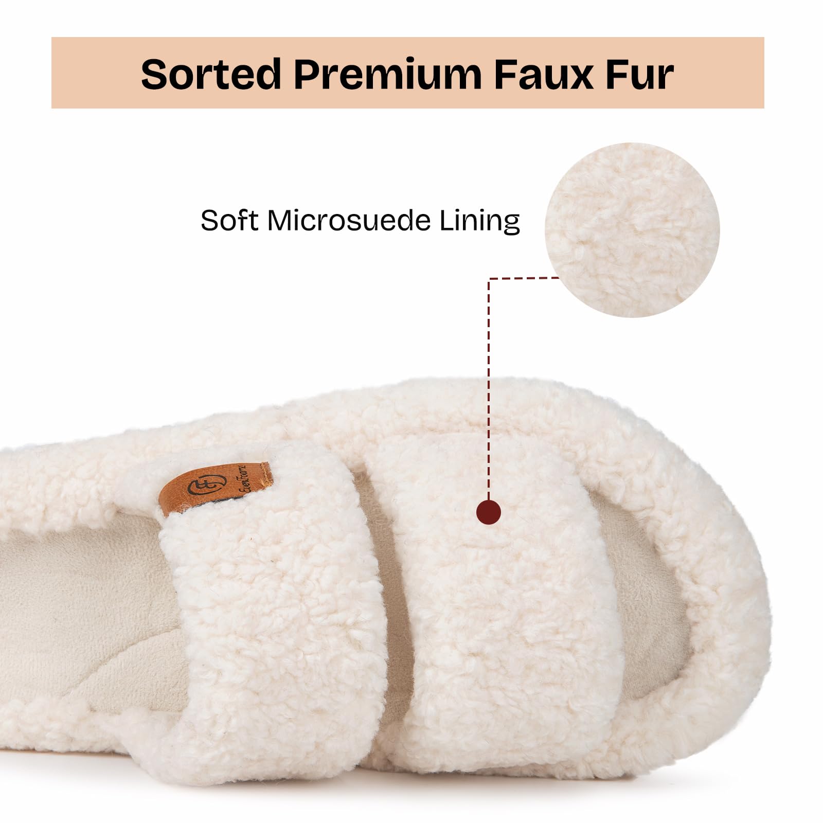 EverFoams Womens Fuzzy Open-toe Slippers Soft Comfy Memory Foam Indoor House Shoes Vanilla Ice,9-10 US