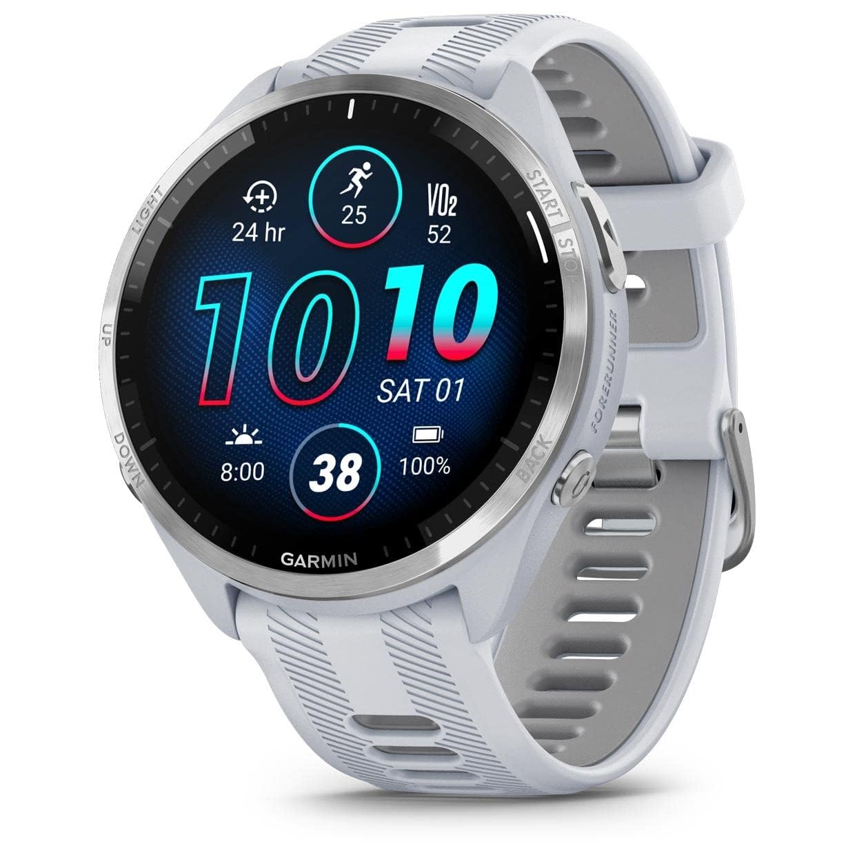Garmin Forerunner® 965 Running Smartwatch - Whitestone and Powder Gray