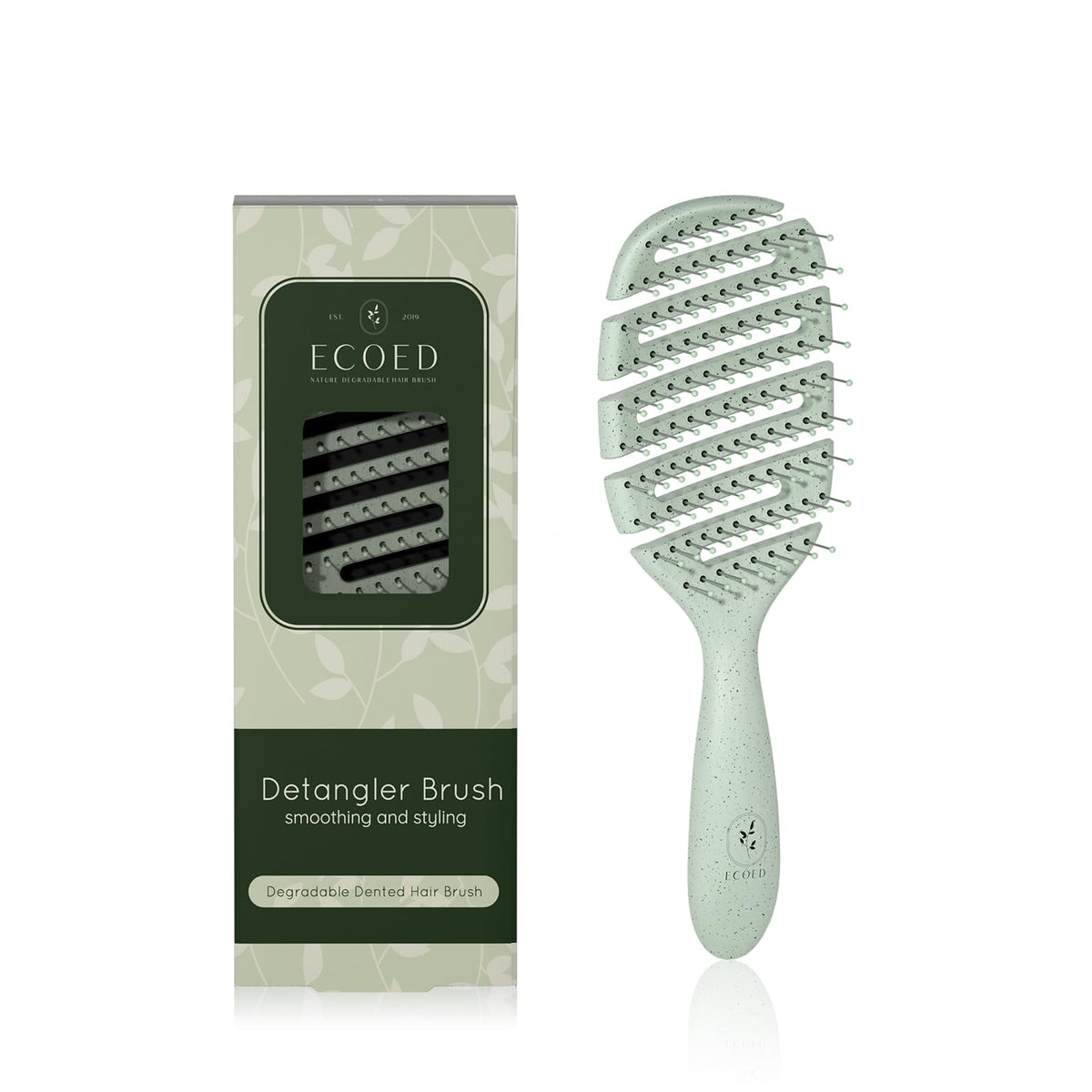 Ecoed Degradable Vented Hair brush,Detangling Brush,Detangler Brush for Curly, Thick, and Straight Hair, Dry and Wet Detangling Quickly Detangles and Smooths hair,Hair Brush for Women and Men