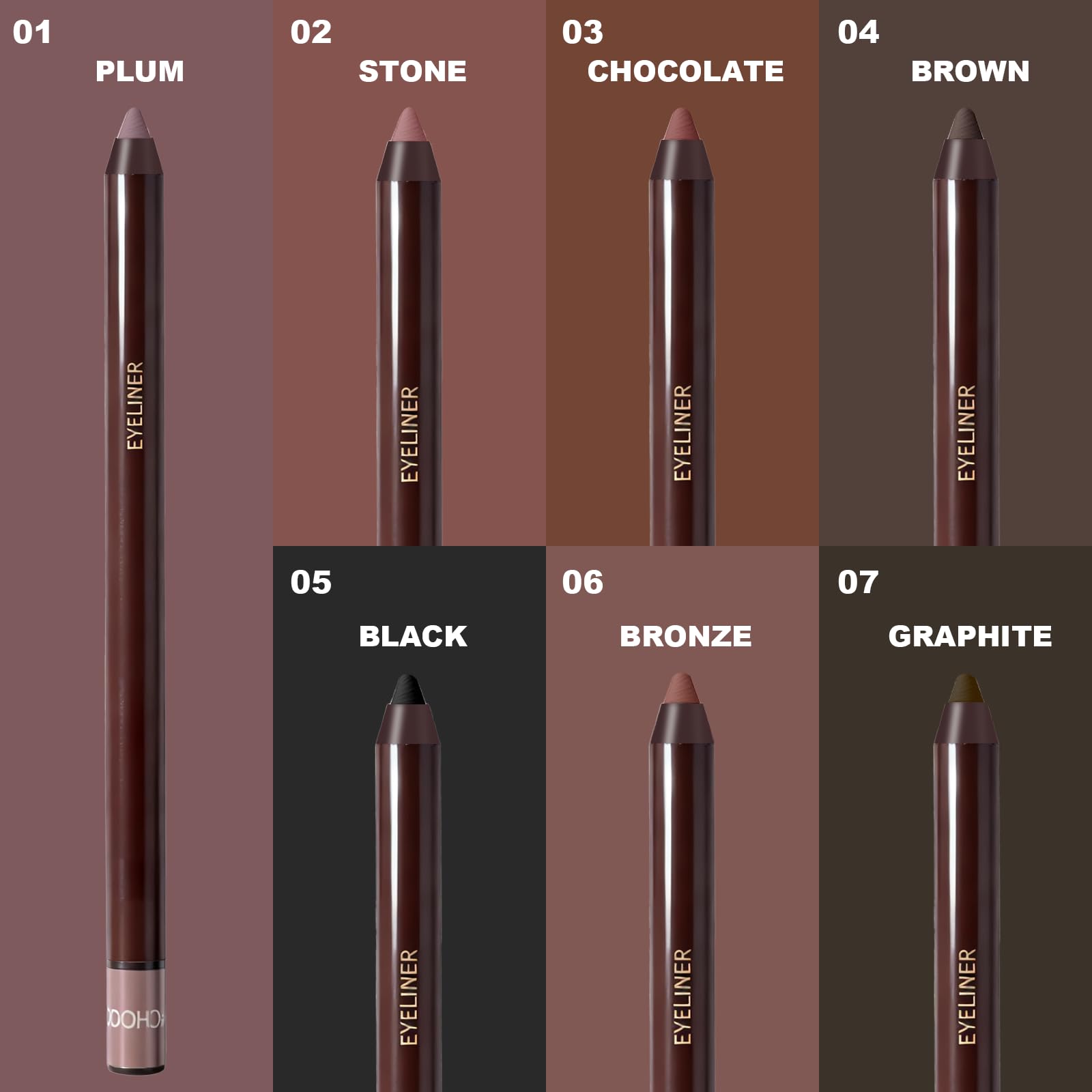 Brenqe Plum Gel Eyeliner Pencil,Smudge-proof Waterproof Long Lasting Plum Eye Liner, High-Pigmented Smooth Creamy Formula for Mature Women, Eyes Makeup Pen Includes Sharpener