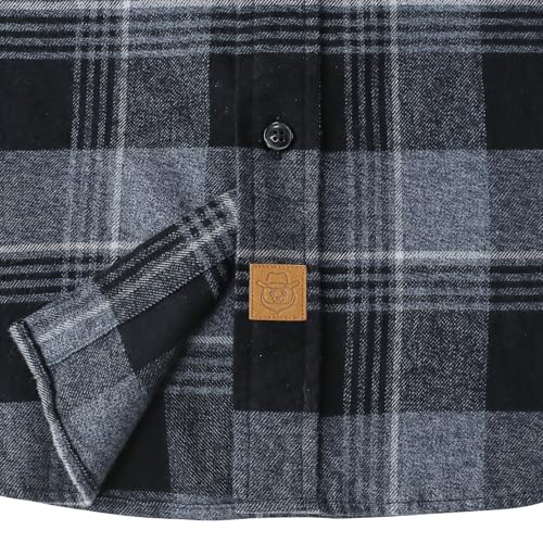 Dubinik® Flannel Shirt for Men 100% Cotton Mens Flannel Shirts Long Sleeve Plaid Soft Casual Button Down Shirt Men