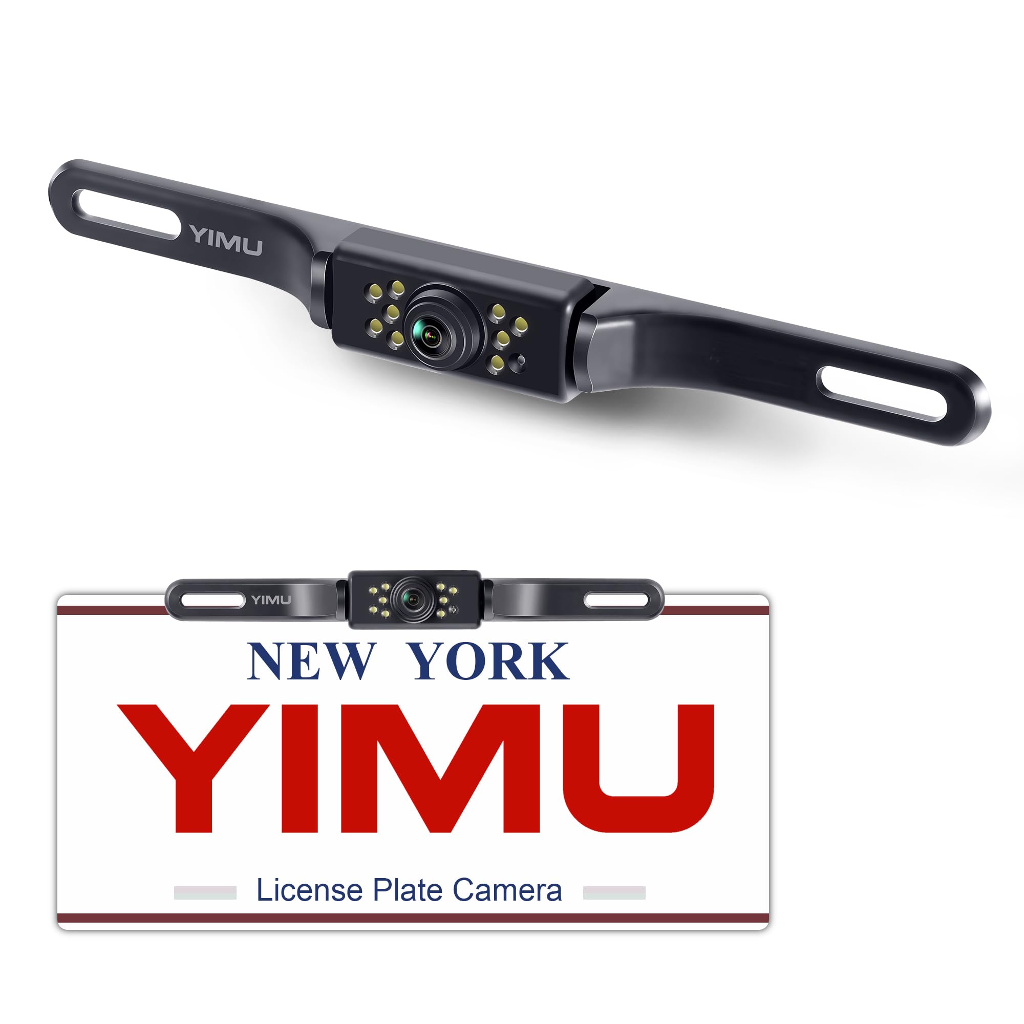 YIMU Car Backup Camera, License Plate Camera with 9 LED Lights Rear Camera, HD Night Vision Rear View Camera,Wide View Angle, IP69K Waterproof Reverse vehicle Camera for Cars,SUV,Trucks,RV, Pickup