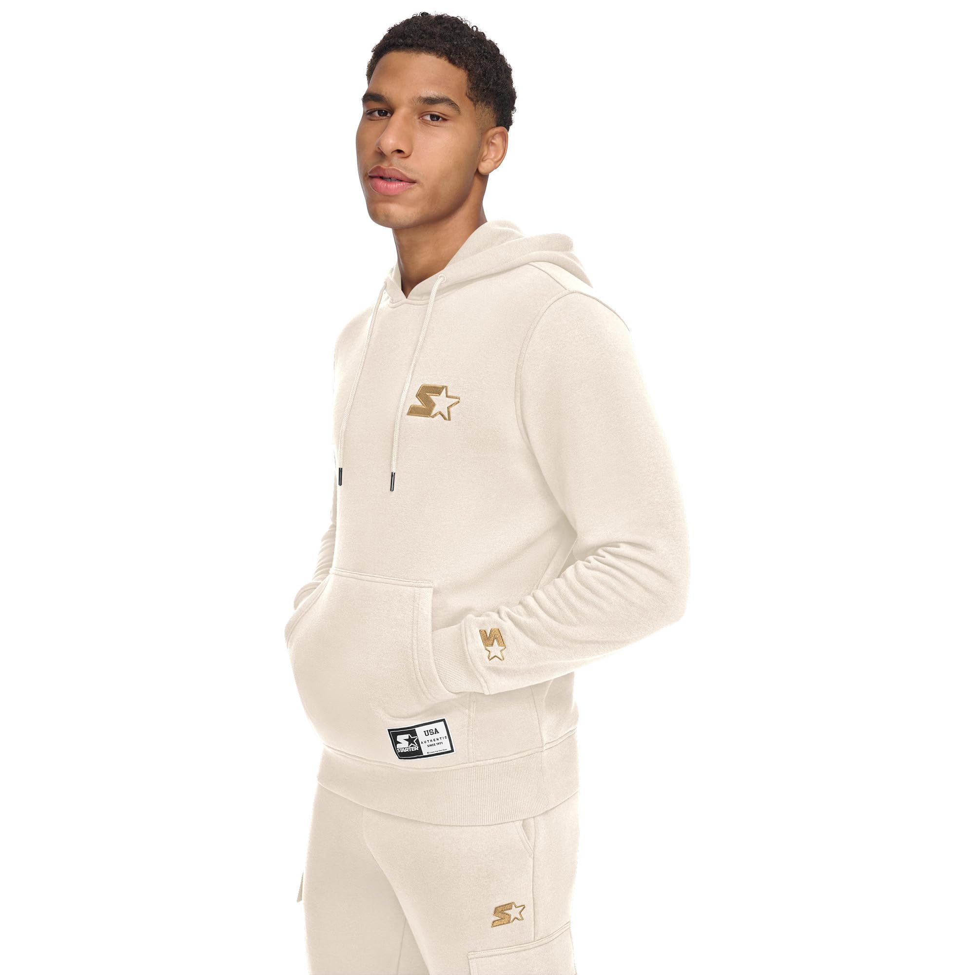 Starter Men's Classic Fit Fleece Embroidered Hoodie, White