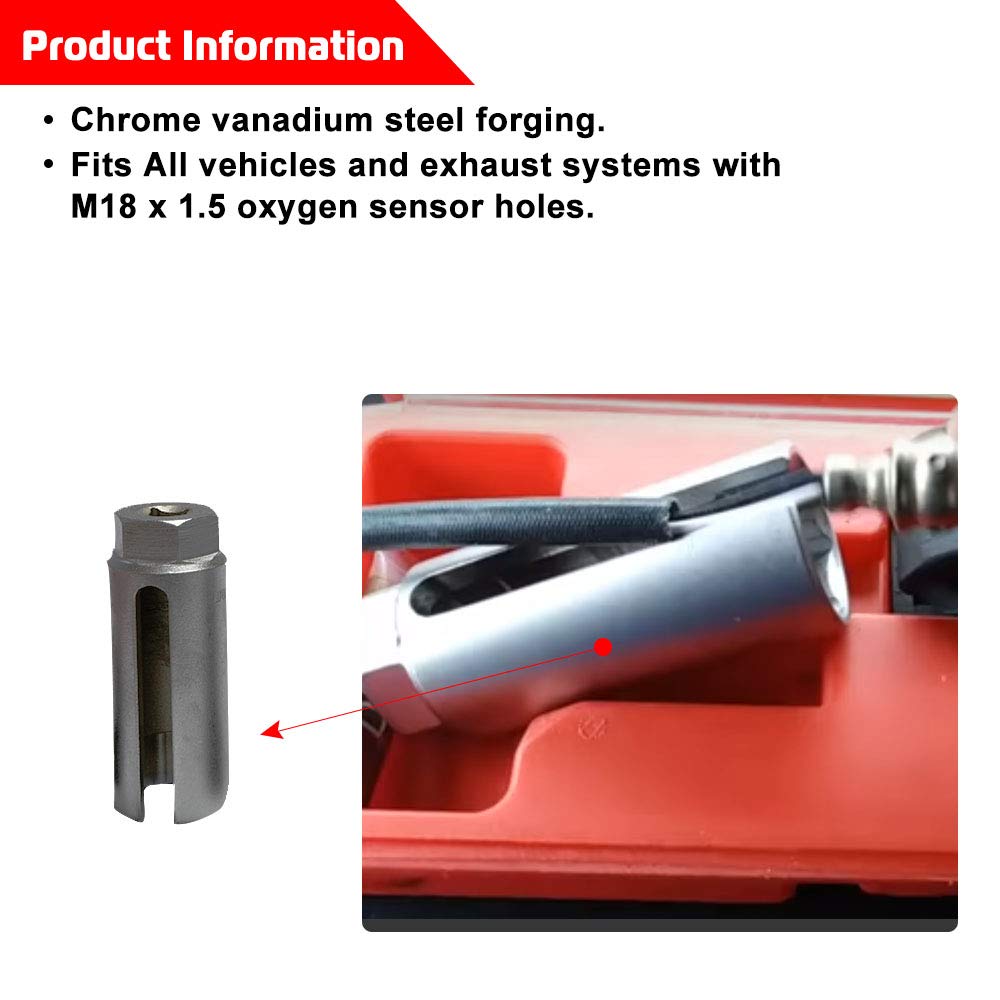 A ABIGAIL 5 PCS Automotive O2 Oxygen Sensor Socket Offset 02 sensor Wrench Remover Tool and Thread Chaser Tool