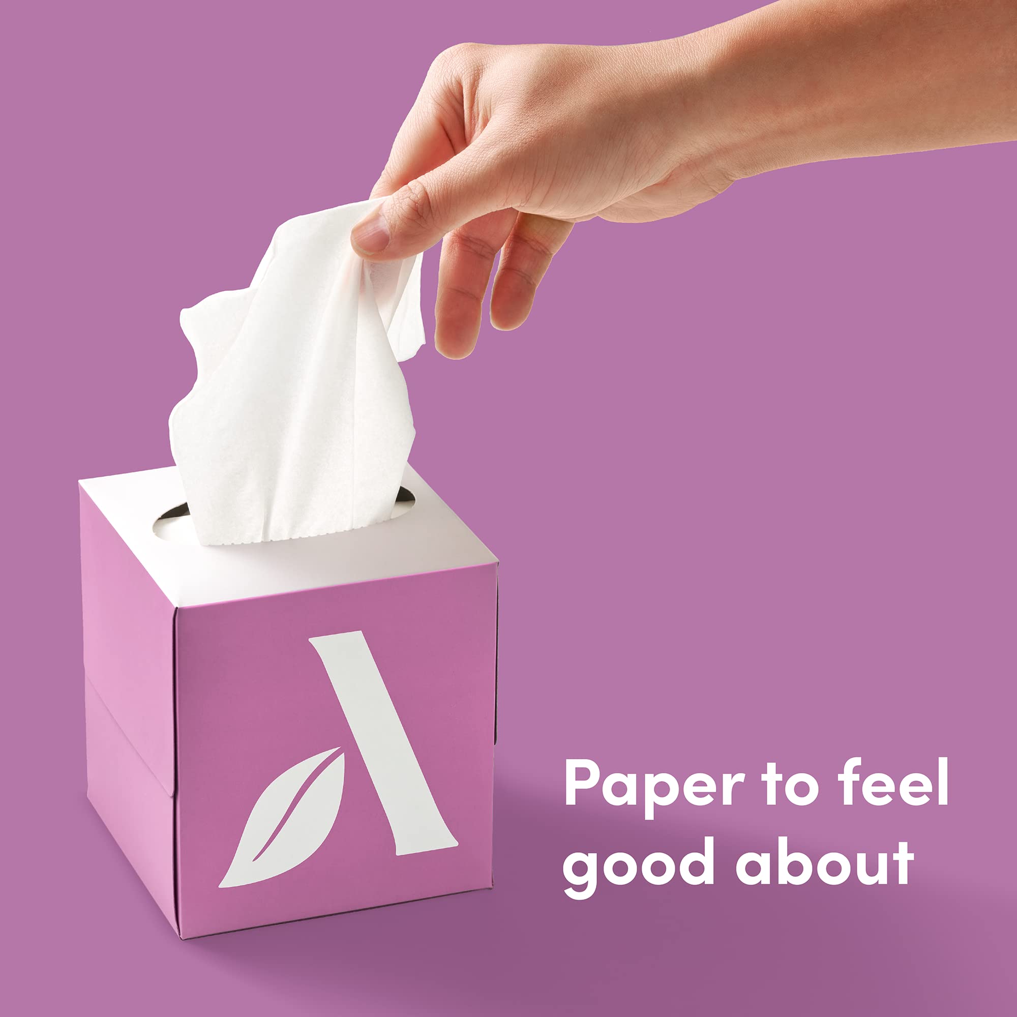 Amazon Aware Bamboo Facial Tissue Cube Boxes, 3-Ply, 12 Pack, 60 Sheets Per Box, 720 Per Pack