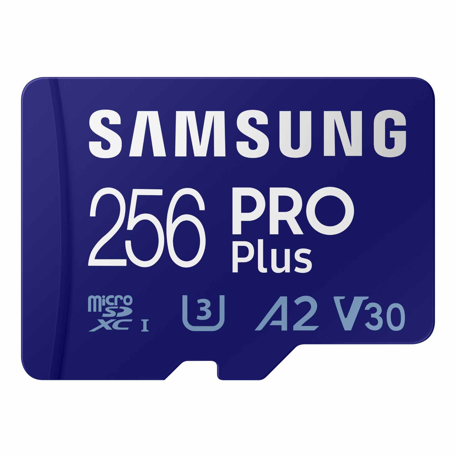 Samsung PRO Plus microSD Memory Card + Adapter, 256GB microSDXC, Up to 180 MB/s, Full HD & 4K UHD, UHS I, C10, U3, V30, A2, for Android Smartphones, Tablets, GoPRO, and DJI Drone (MB MD256SA/AM)
