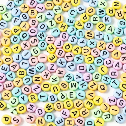 1400 PCS 4x7mm Acrylic Letter Beads Round for Jewelry Making Alphabet Beads for Friendship Bracelet Making DIY Beads for Personalized Bulk Kit