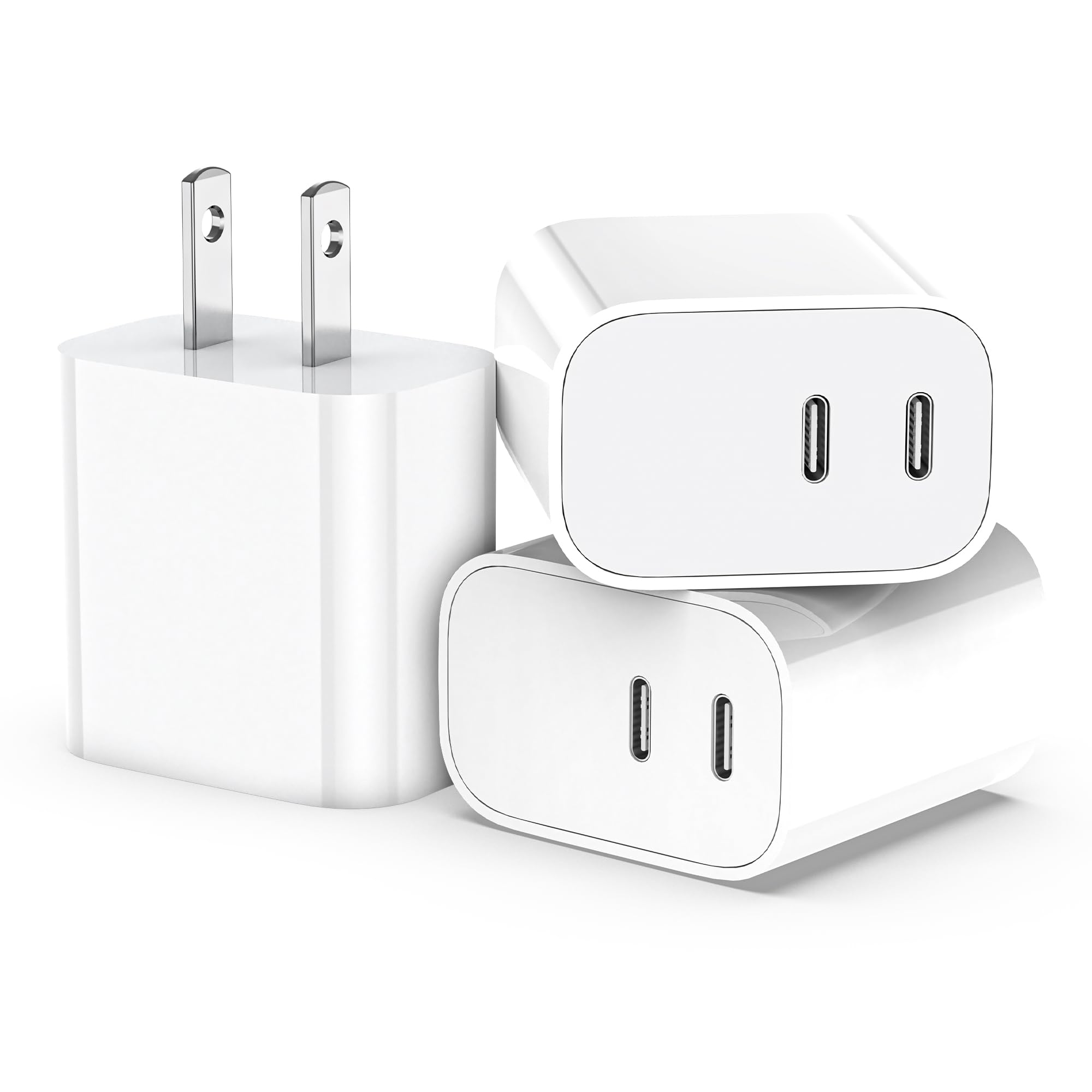 USB C Charger Block,3-Pack Dual Port USB C Fast Charging Block,Type C Wall Charger Plug for iPhone 14/13/12/11/ Pro Max/Plus/Xs Max/XR/X,iPad Pro (20W)