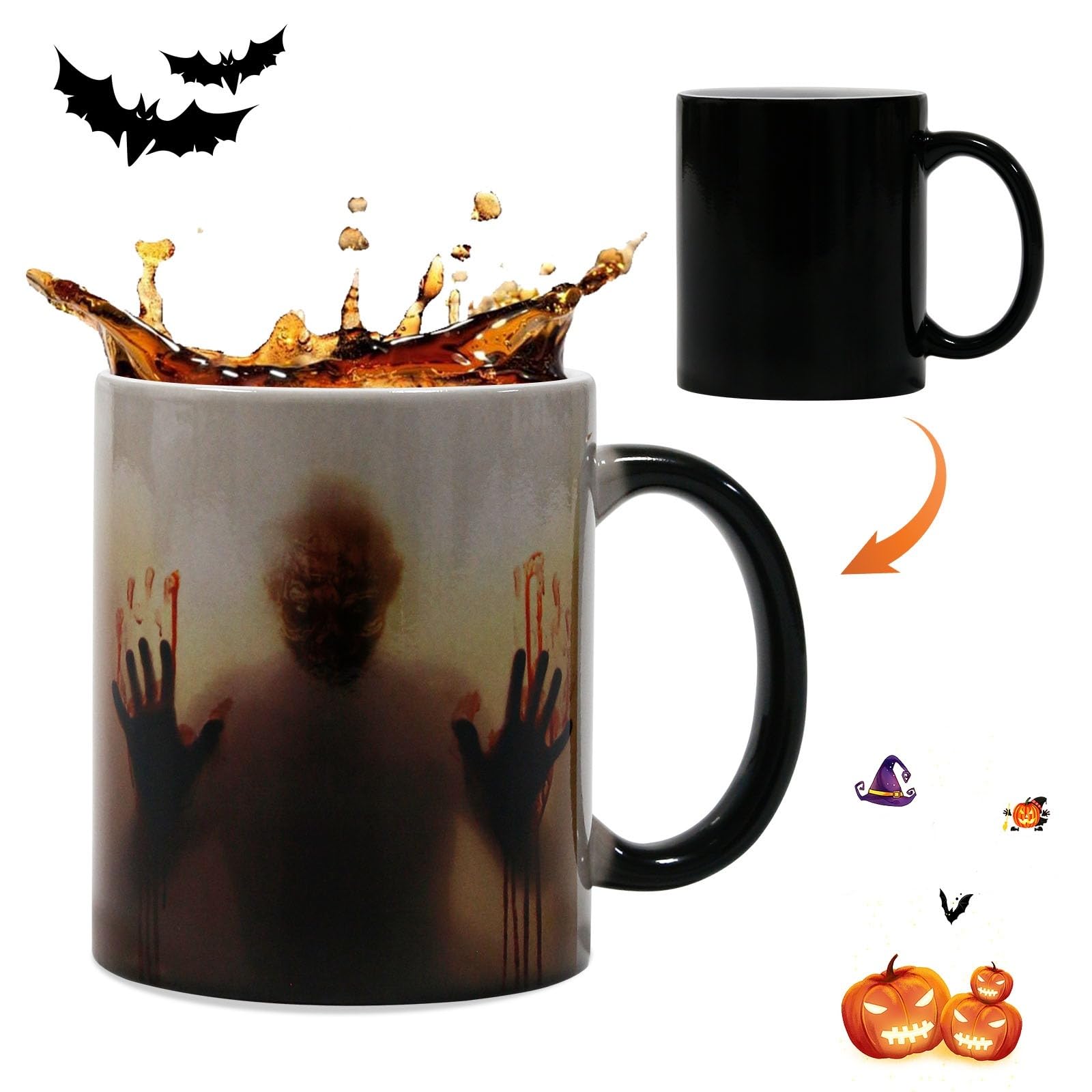 Aniyar Stocking Stuffers for Adults, Horror Gifts for Men Women Adluts, Halloween Coffee Mug (11oz) - Color Changing Zombie Ceramic Mug, Novelty Gifts for Halloween Christmas Birthday Mom Dad Friends