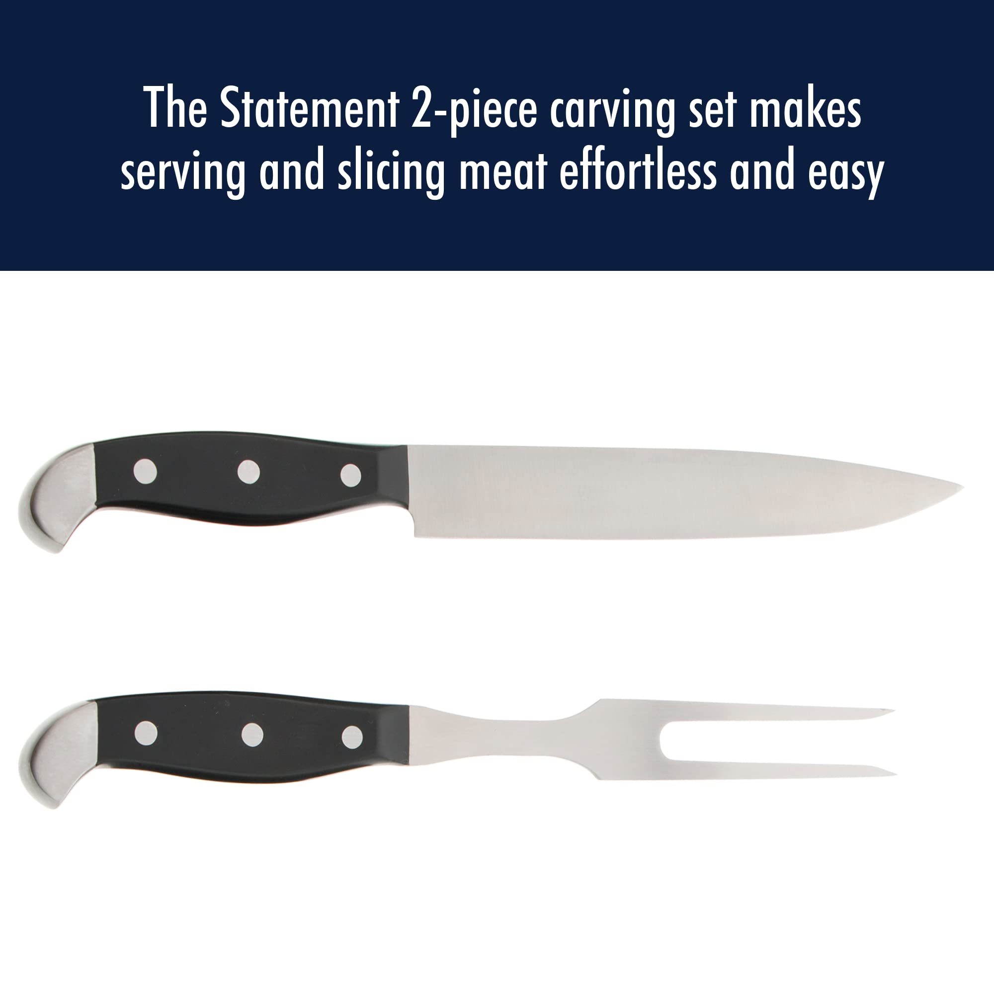 HENCKELS Statement Razor-Sharp 2-pc Carving Set, German Engineered Informed by 100+ Years of Mastery, Black/Stainless Steel