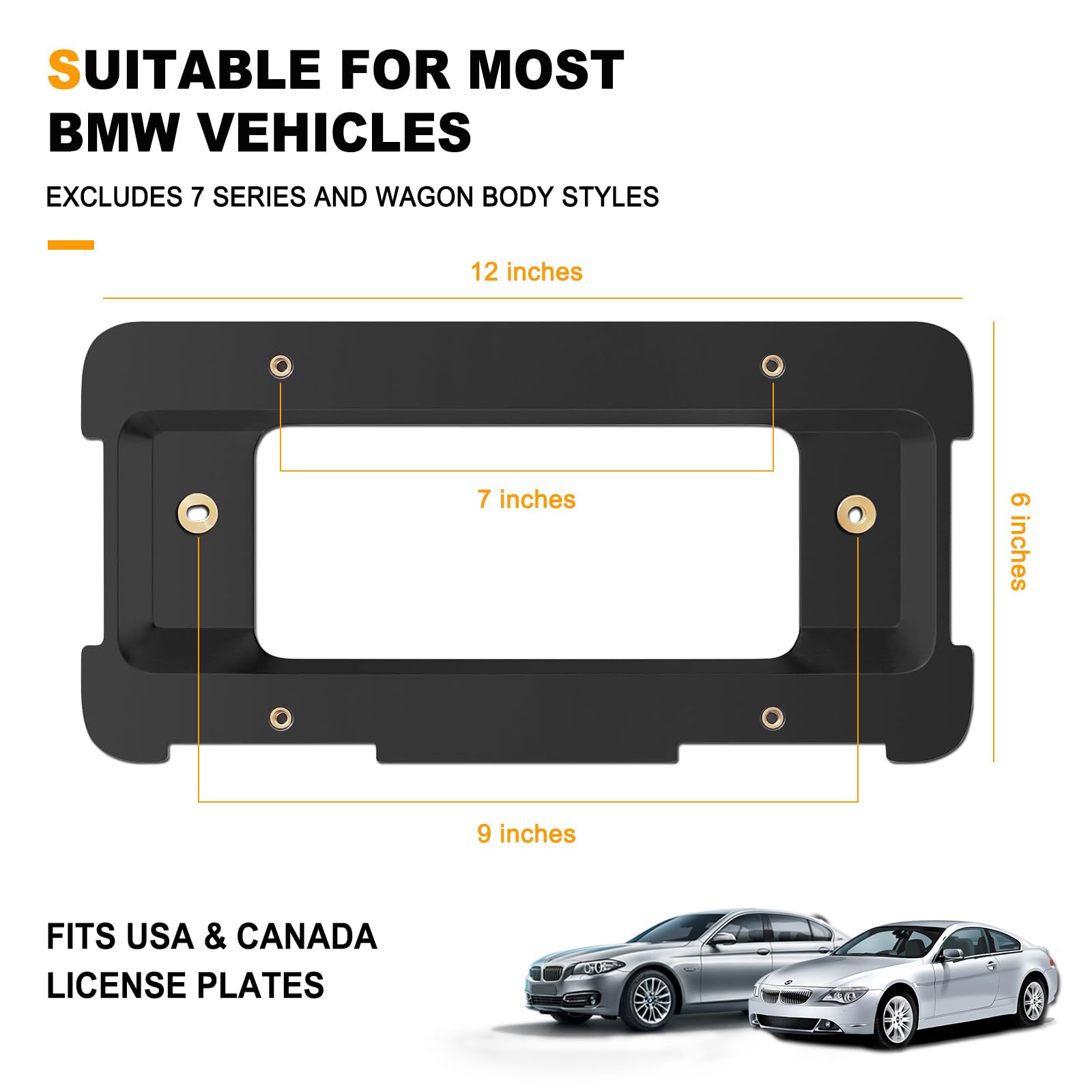 ZXFOOG Rear License Plate Holder Bracket for BMW 1/2/ 3/5 / 6/ X Series, 328i 323i 528i M3, Mini Cooper, Bumper Trunk Car Tag Frame with Screws, Replace 51187160607 511882380615