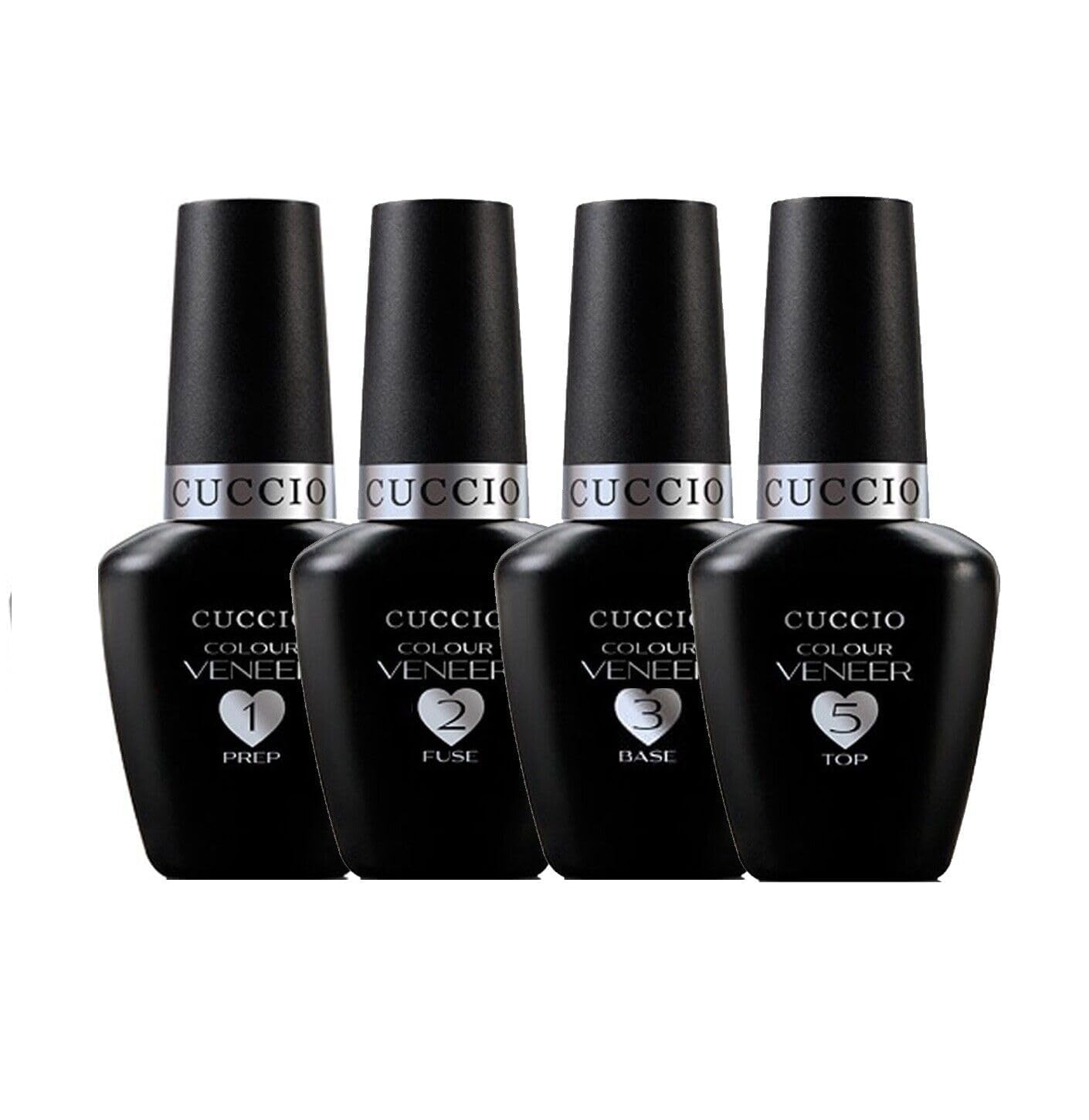 Cuccio Veneer Treatment Pack – Complete LED/UV Gel Polish System, Includes Prep, Fuse, Base, and Top Coat, 13 mL Each