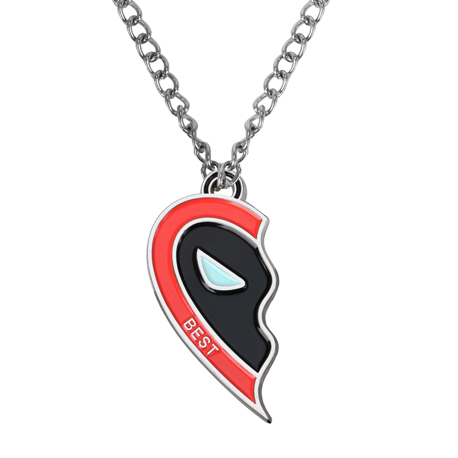 HLENOK Best Friends Half Heart Necklace Alloy Pendant Jewellery with Superhero Patterns Ornament Birthday Christmas Gifts 2PCS