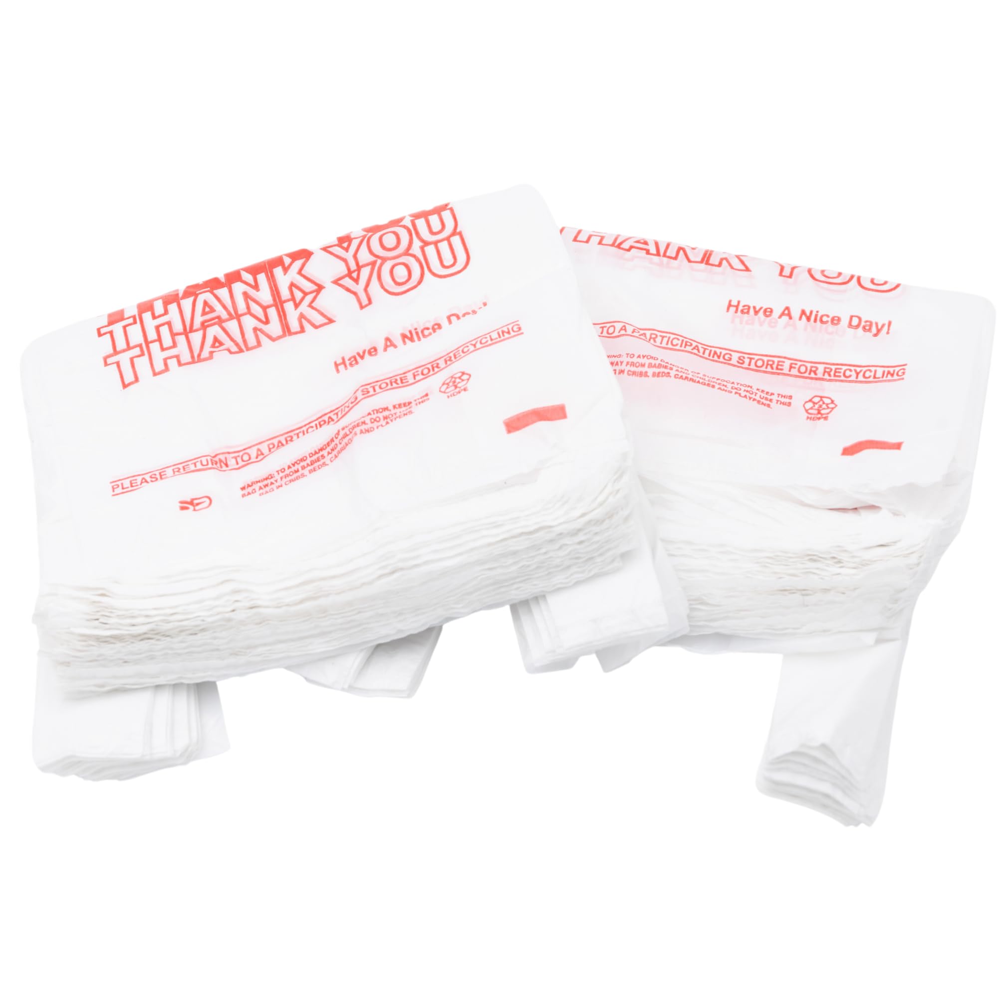 Small Economy "Thank You" T-Shirt Bags - 1/12 BBL - 7"X3.5"X13" - 1000 Bags Bulk - 13 Mic - White - For Retail, Groceries, Merchandise, Convenience Store, Supermarket, Restaurant