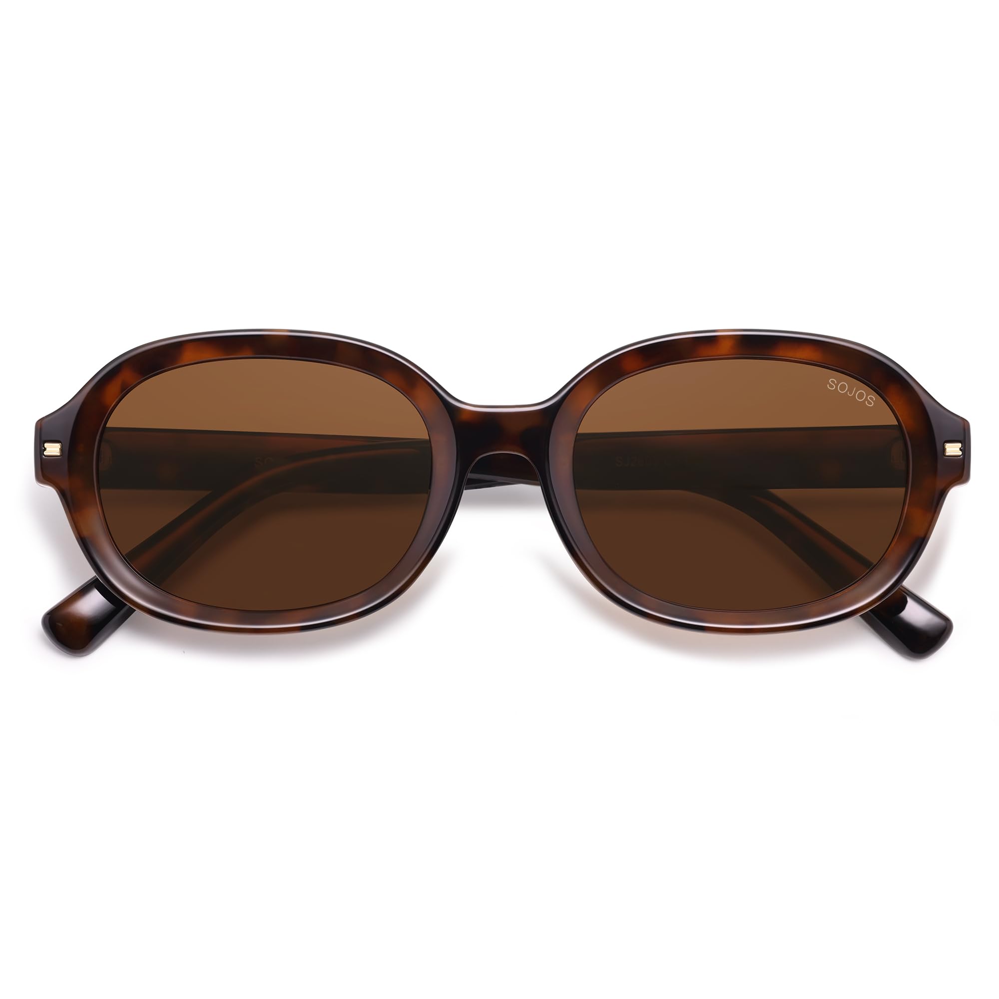SOJOS Retro Vintage Oval Polarized Sunglasses Womens Mens 80s 90s Trendy Round Sunnies SJ2603, Brown Tortoise/Brown