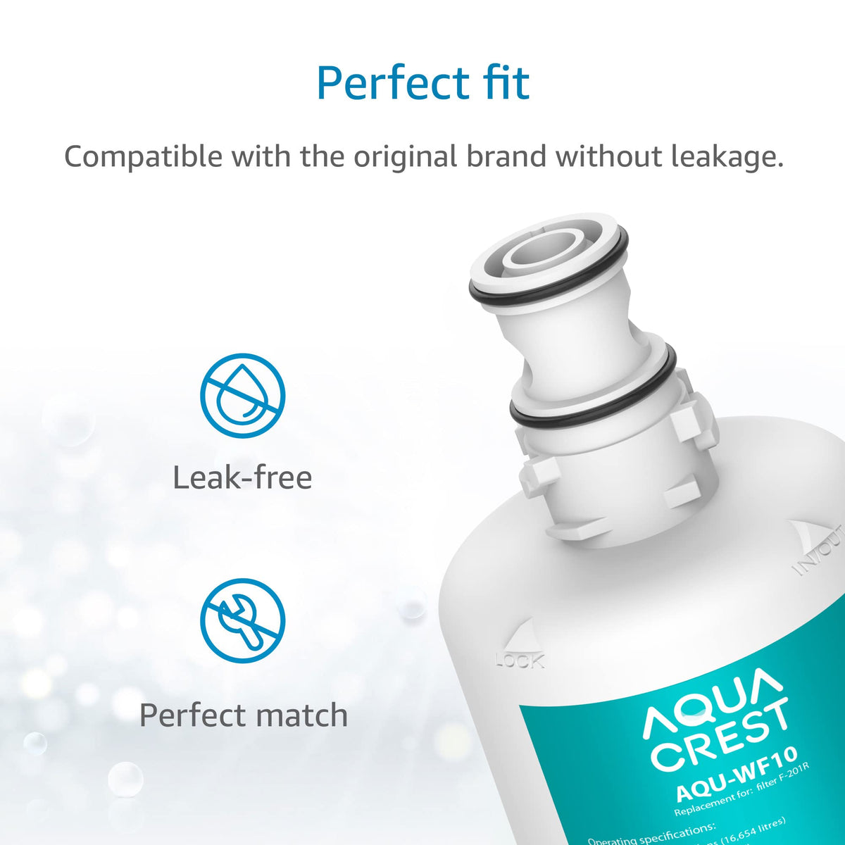 AQUACREST F-201R Filter Cartridge, NSF/ANSI 42 Certified, Replacement for Advanced Filtrete F-201R,HF05-MS,HC151-S,(Pack of 2), Model No.WF10