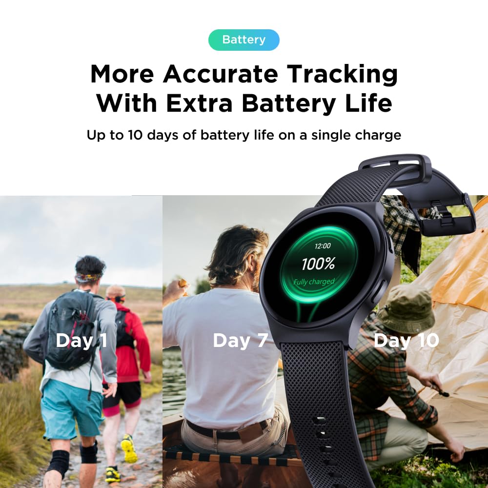 Motorola Moto Watch 120 - Premium Smartwatch for Men with AMOLED Display, 10-Day Battery, Heart Rate & SpO2 Tracking, Fitness & Health Monitoring, Compatible with Android and iPhone - Phantom Black