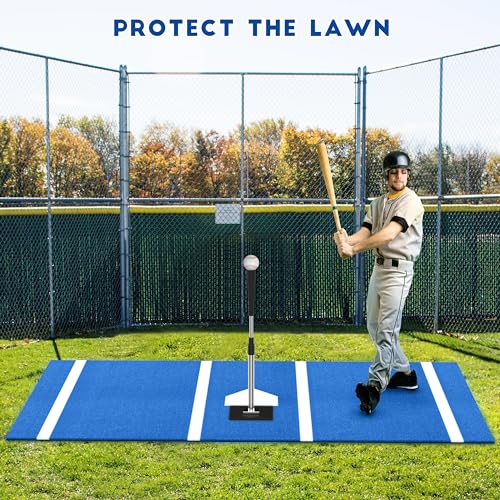 Heavy-Duty Baseball Batting Hitting Mat 10' x 5' Baseball Softball Turf Training Mat Regulation Size with Home Plate Non-Slip Bottom Thickening Design Suitable for Indoor and Outdoor Use