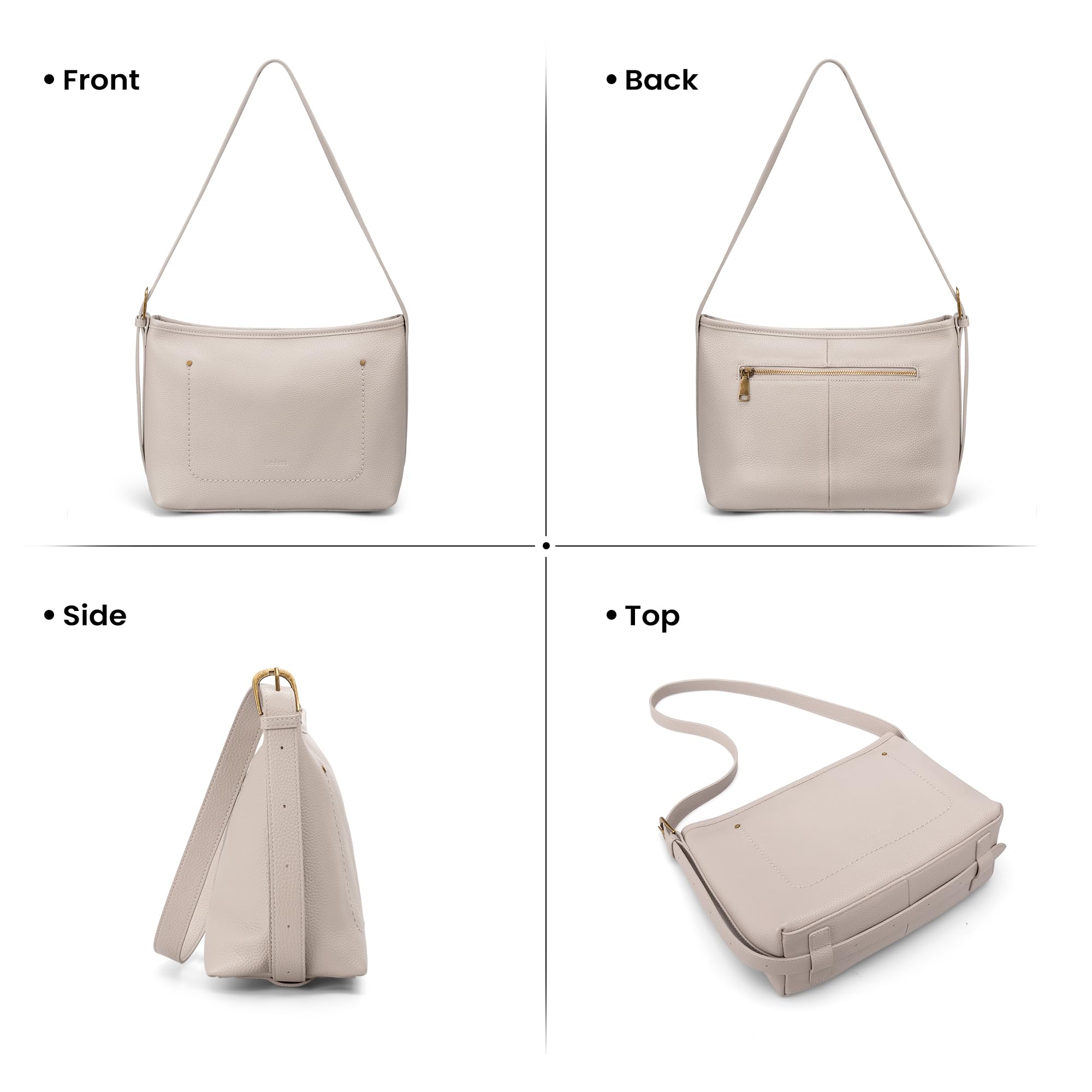 befen Genuine Leather Purse for Women Medium Size RFID Crossbody Bags for Women Travel Soft Real Leather Hobo Bags with 7 Card Slots Designer Shoulder Handbag with Adjustable Strap for Everyday, Gray