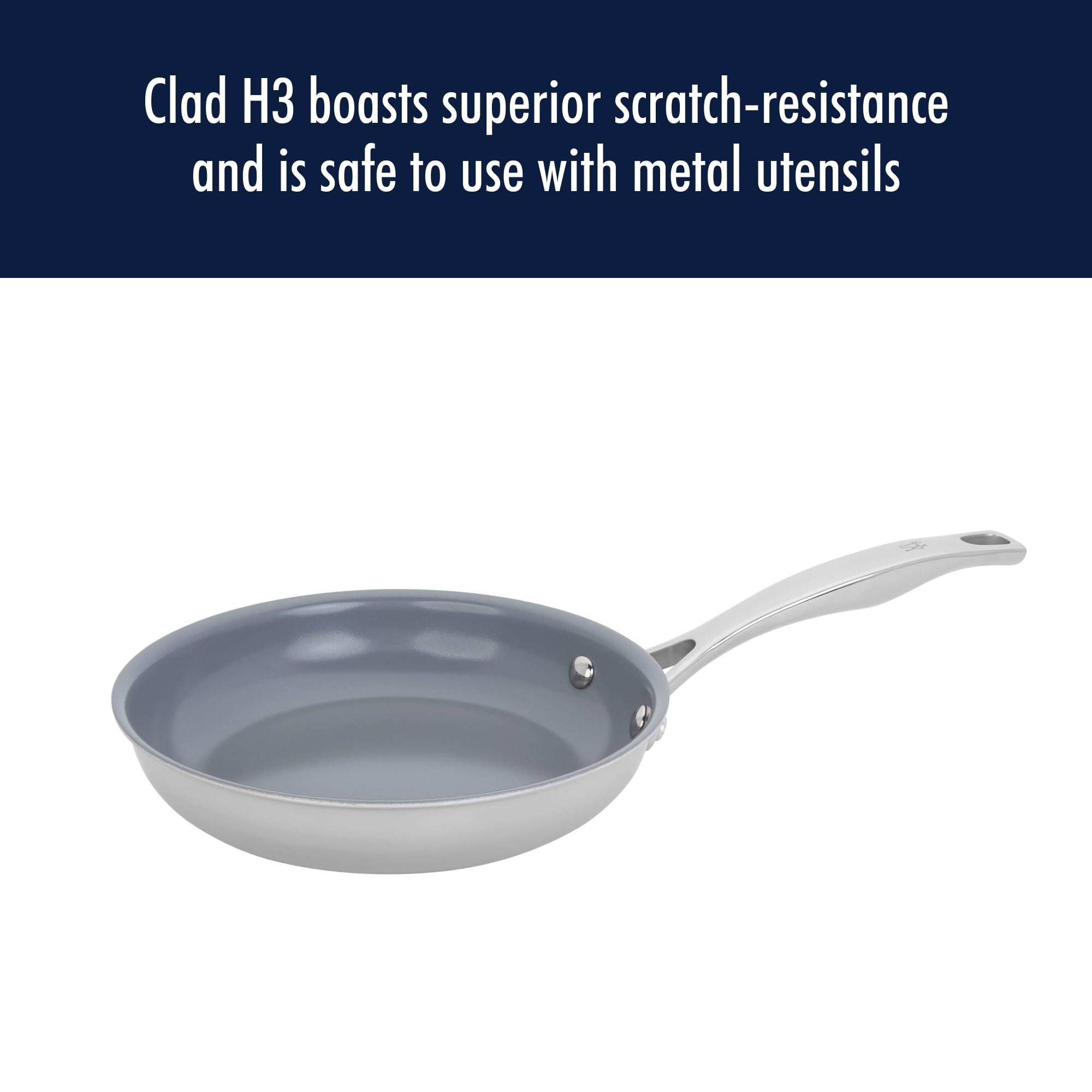HENCKELS Clad H3 8-inch Induction Ceramic Nonstick Frying Pan, Stainless Steel, Durable and Easy to clean