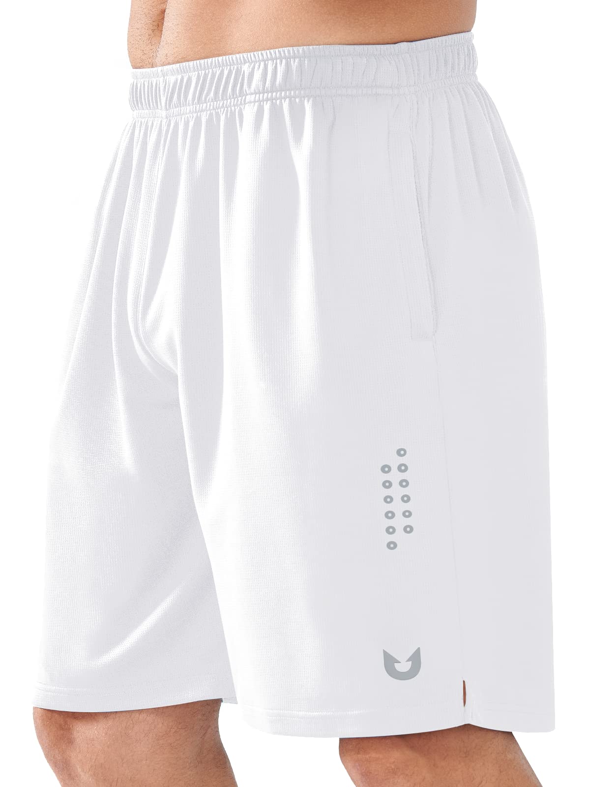 NORTHYARD Men's 10" Athletic Basketball Shorts Workout Gym Quick Dry Shorts Lightweight Mesh Training Shorts for Men Exercise White M