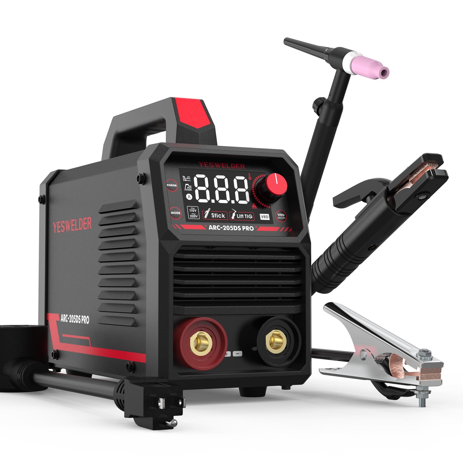YESWELDER Stick Welder 205Amp Large LED Display Digital Inverter IGBT Welding Machine,110V/220V Dual Voltage Hot Start Portable MMA ARC Welder Machine