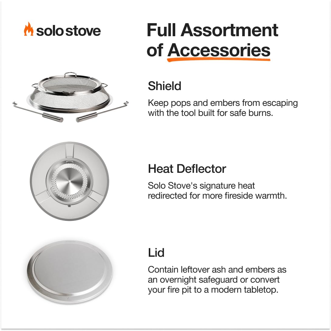 Solo Stove Yukon 27 Inch Smokeless Fire Pit with Removable Ash Pan - Wood Burning Portable Stainless Steel Outdoor Fireplace, Stainless Steel, Ideal for 6 or More People, 38 lbs