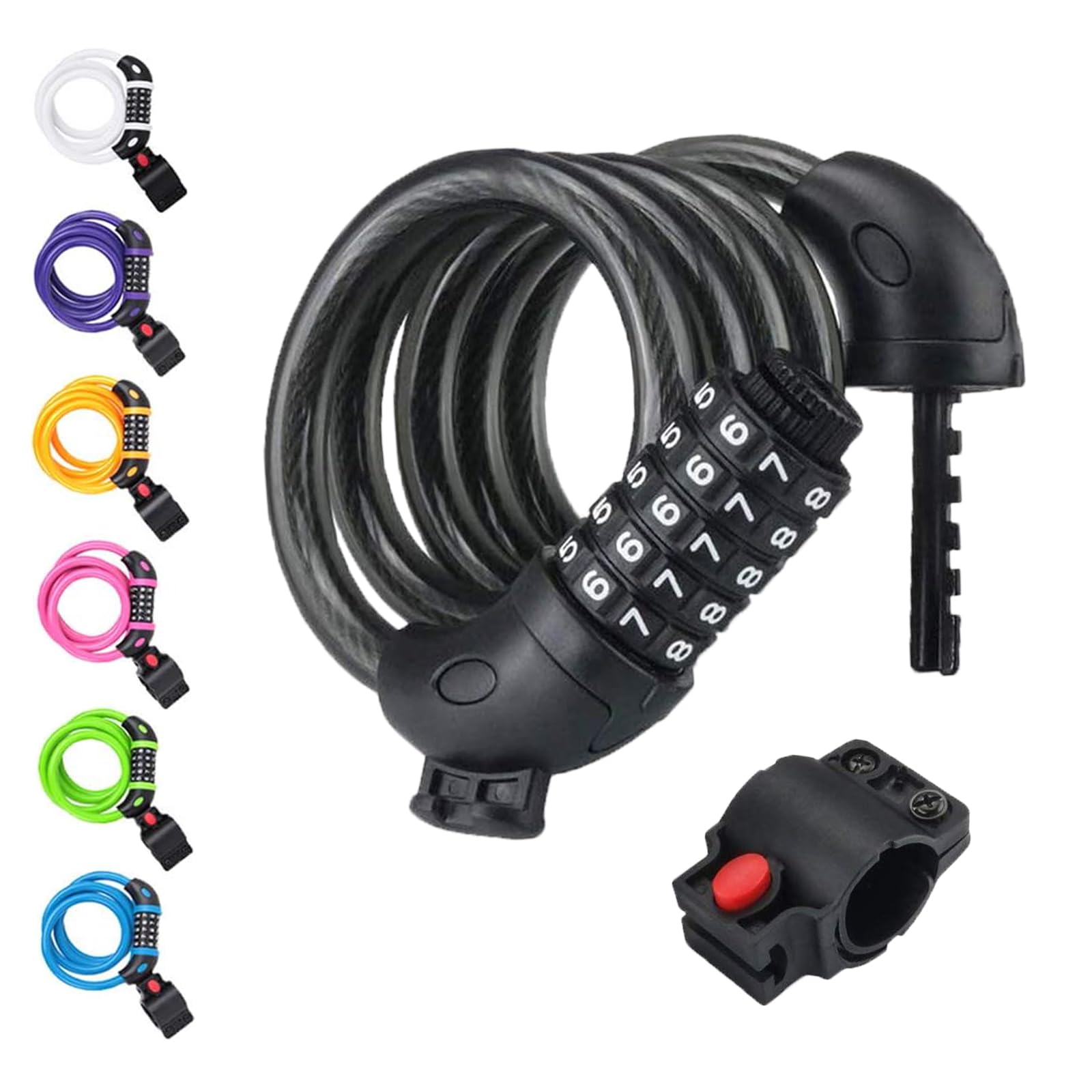 NDakter Bike Locks, 4 Feet Bike Lock Cable, High Security 5 Digit Resettable Combination Coiling Bicycle Lock Scooter Lock, Heavy Duty Anti Theft Cable Locks with Mounting Bracket