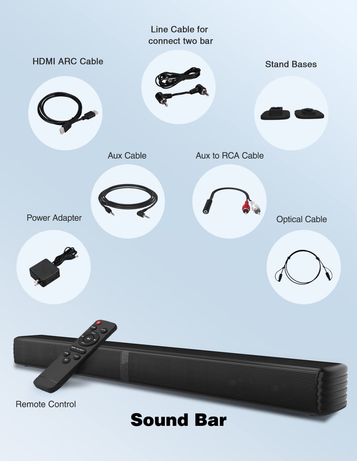 Puxinat 2 in 1 Separable Sound Bars for TV, 2.2 Channel 32Inch Bluetooth 5.0 TV Speaker for Surround Sound System, Built-in Dual Subwoofer, Bass Adjustable, Remote Control Included (2.2CH Sound Bar)