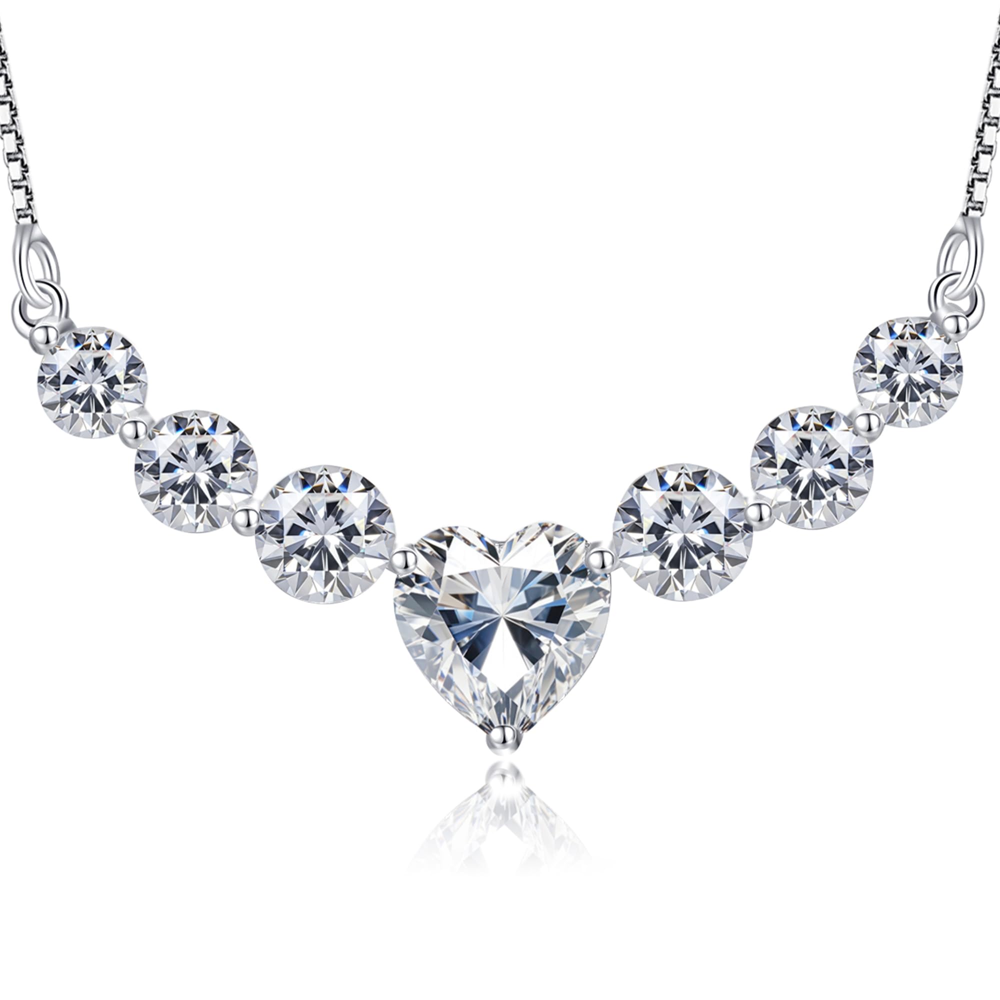 N9NEMUSES Moissanite Necklace for Women, 4.4 Moissanite Heart Necklace Engraved 'I LOVE YOU' Gift for Wife Birthday Wedding Anniversary Women Jewelry for Her Wife Girlfriend Mom Daughter