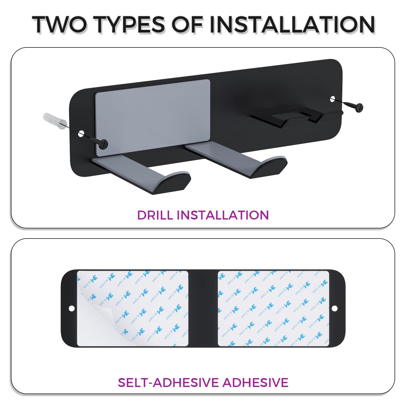 JNIHEEP Hair Dryer Holder Wall Mounted, New Upgrade Stainless Steel Self Adhesive Blow Dryer Holder Rack for Dyson Supersonic Hair Dryer,Black