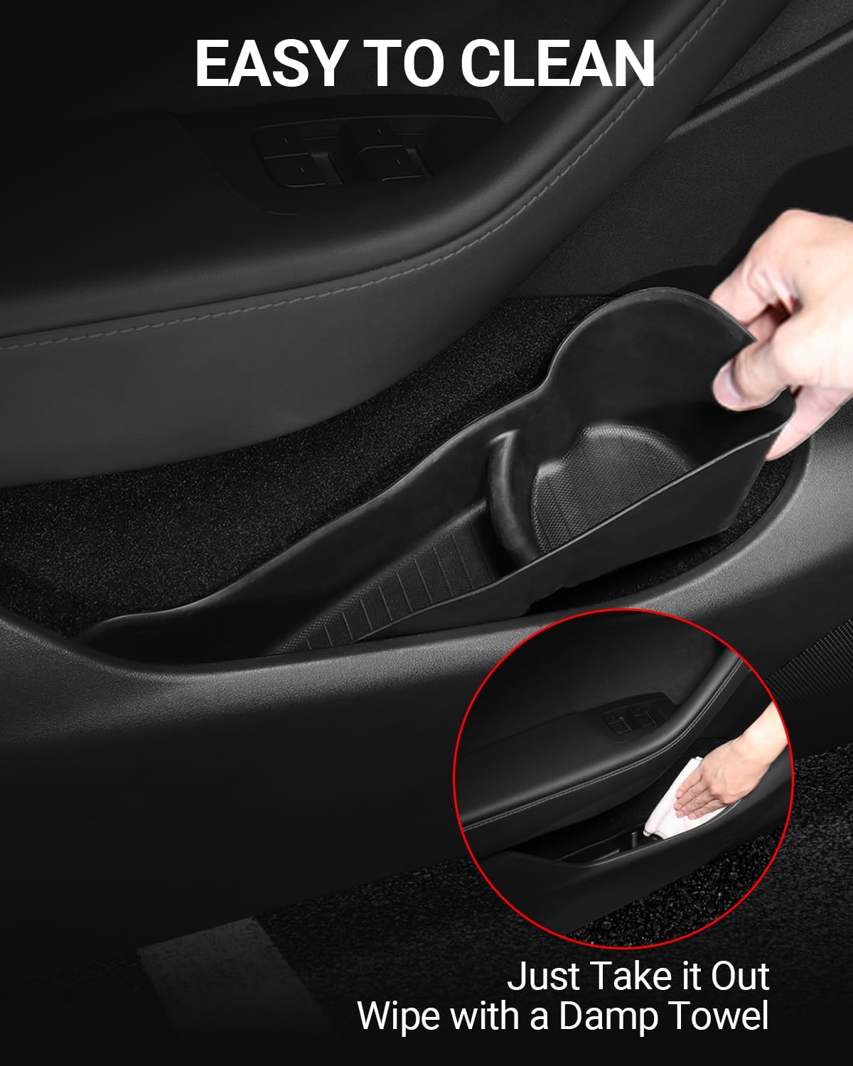 Basenor 4PCS Tesla Model Y Door Side Storage Box TPE Organizer Tray Front and Rear Door Slot Pockets Protector Accessories 2023 Upgrade