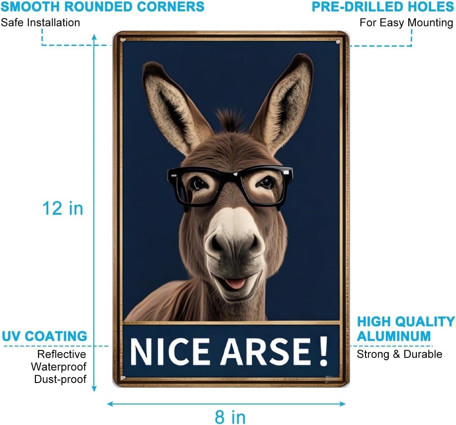 Carastora Funny Donkey Bathroom Sign – Farm-Style Humorous Tin Plaque for Restroom or Toilet – Metal Wall Decor for Home or Farmhouse – Ideal Gag Gift – 8x12 Inc