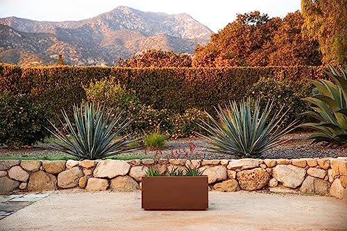 Veradek Corten Steel Series Long Box Planter - Large Rectangular Corten Steel Planter | Naturally Rusting Steel for All-Weather Use | Modern Rustic Décor for Flowers, Tall Plants, Shrubs