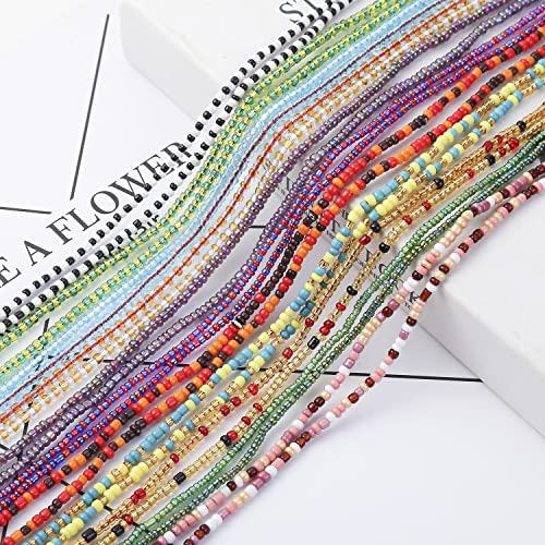 4 Pieces Womens Summer Waist Beads for Women Colorful Beaded Body Chain Handmade 50 Inches Waist Chain Belly Chain Beach Bikini Accessories for Women Girls Teen