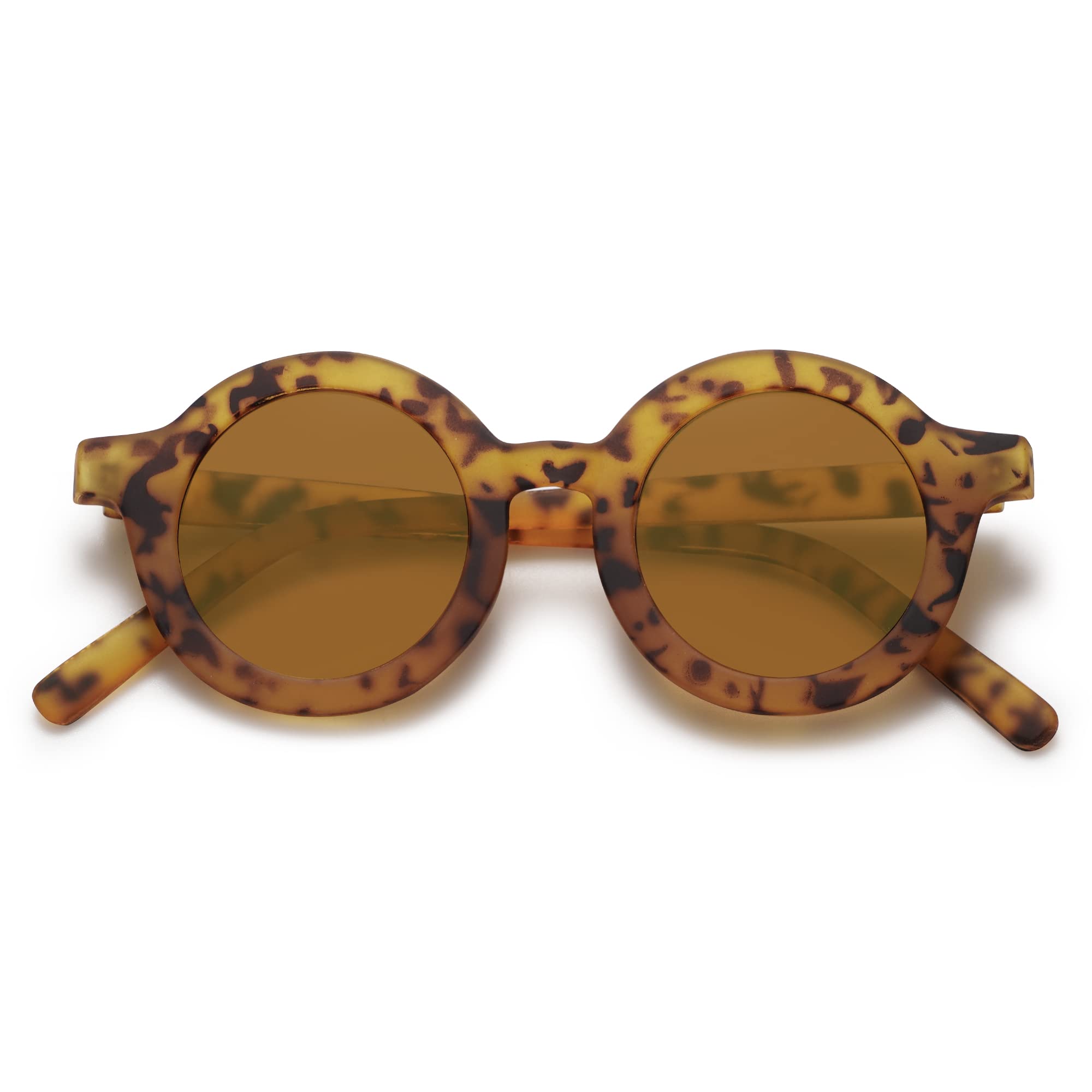 SOJOS Cute Round Polarized Sunglasses for Kids Girls Boys Vintage UV400 Protection Classic Children De Sol Gafas Beach Holiday SK5606 Yellow Tortoise