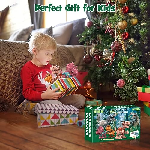 Laradola Dinosaur Toys for 4 5 6 7 8 Year Old Boys, Take Apart Dinosaur Toys for Kids 3-5 5-7 STEM Construction Building Kids Toys with Electric Drill, Party Birthday Gifts (Blush Pink)