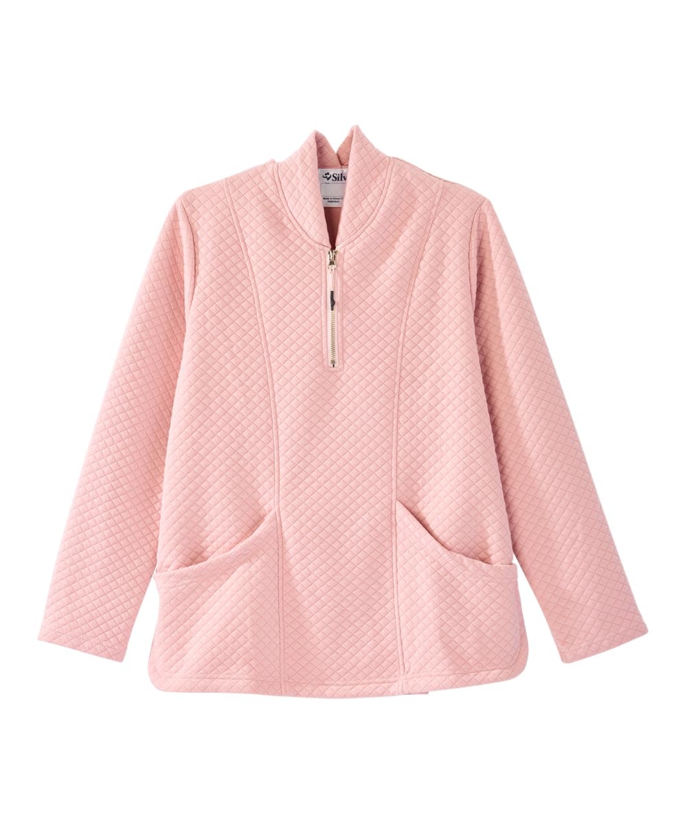 Women’s Easy Dressing Open Back Adaptive Half Zip Tracksuit Top - Pink LGE