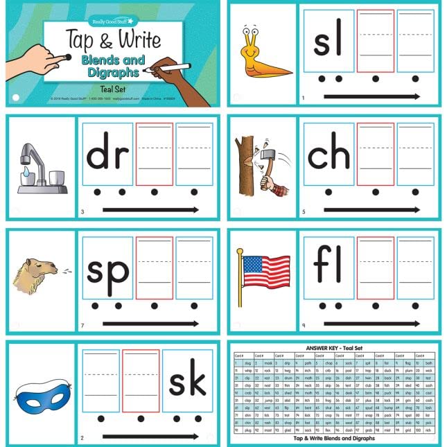 Really Good Stuff Tap and Write Blends and Digraphs - 124 Cards