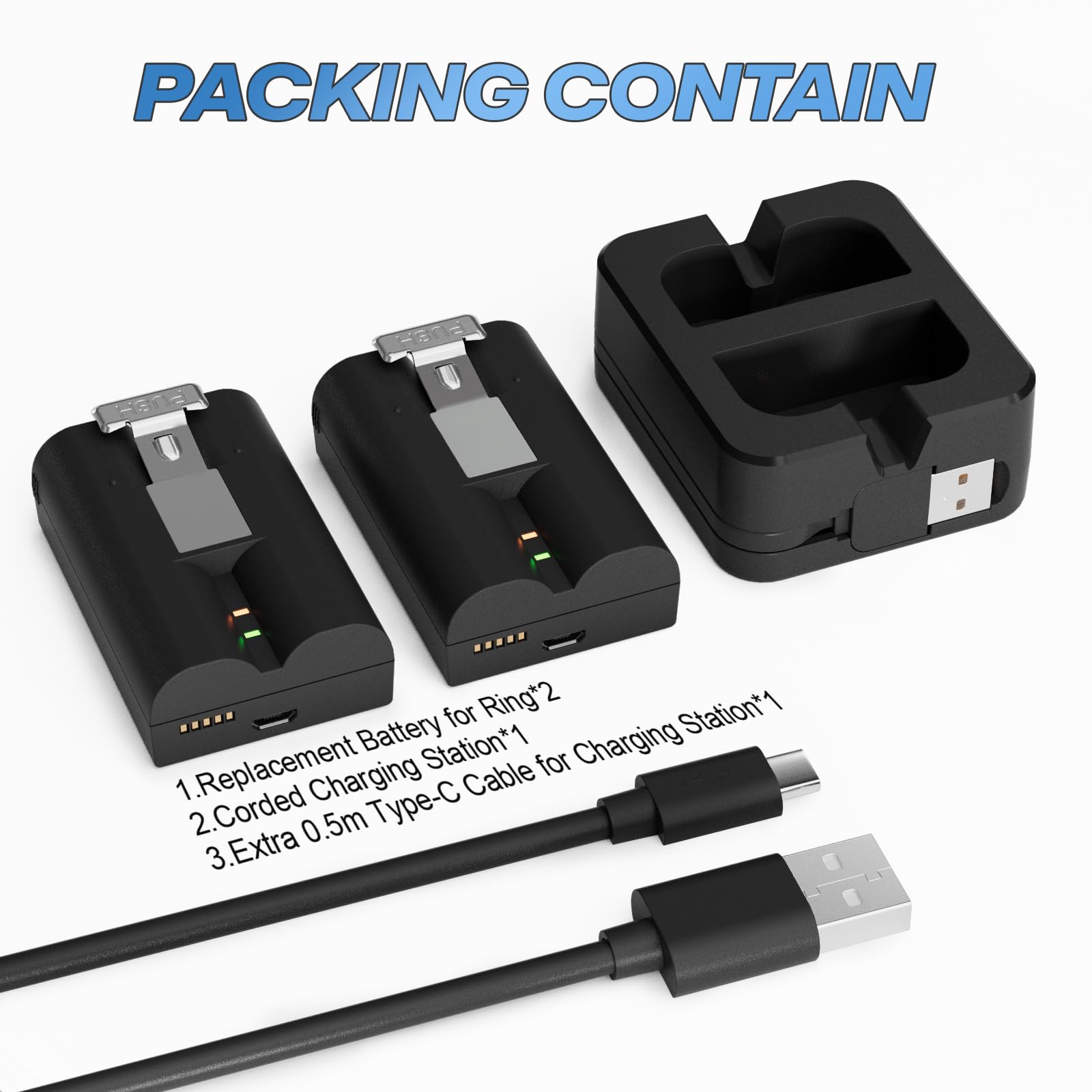 DangChu 2Pack Replacement for Ring Doorbell Battery, 6040mAh Rechargeable Ring Camera Battery with Charger Station, Compatible with Ring-Video Doorbell 2/3/3plus/4, Stick Up Cam and Spotlight Cam