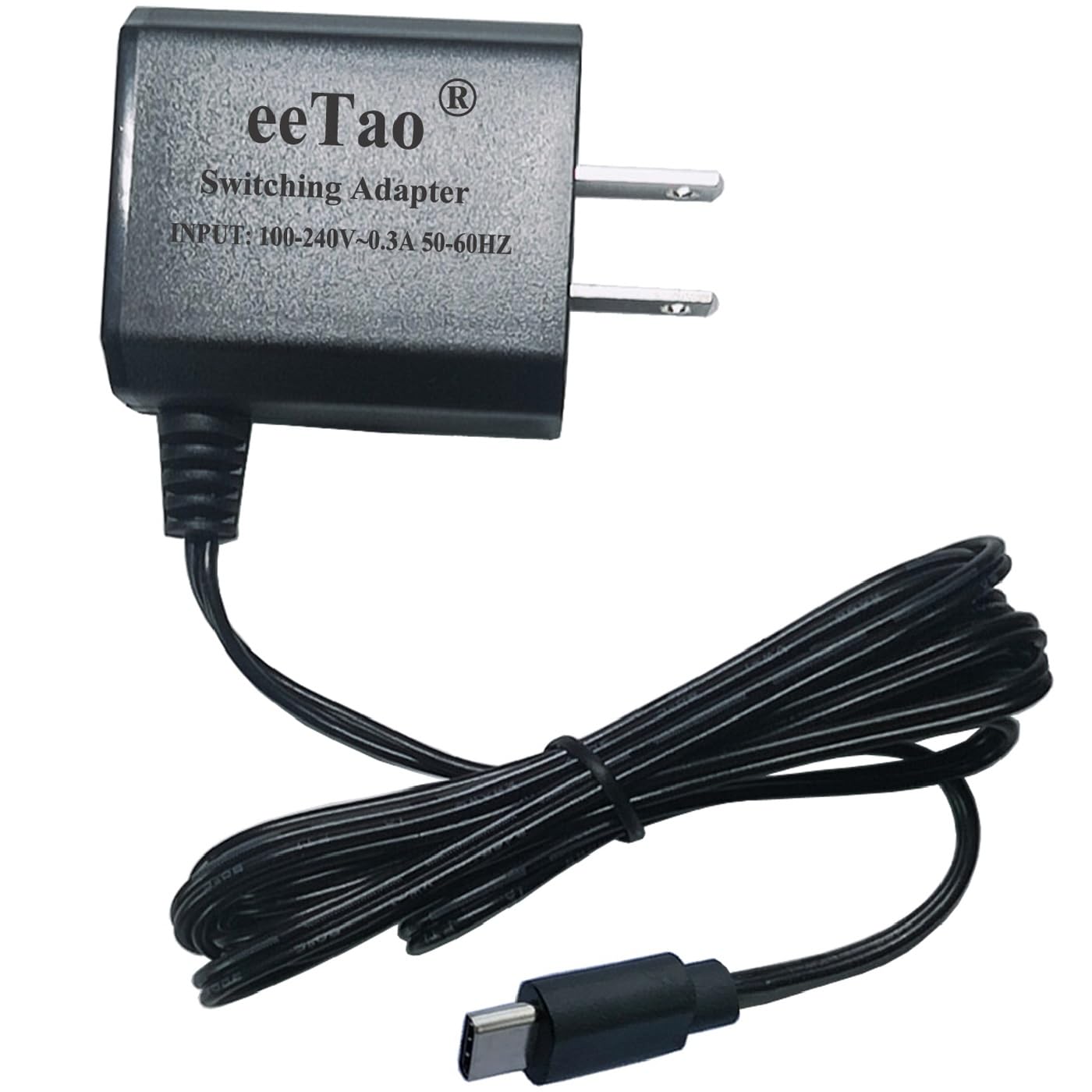 eeTao 5V USB Type C AC/DC Adapter Replacement Charger Compatible with LAMPICK C055 Travel Makeup Mirror with Lights 1000 mAh Rechargeable Battery DC5V DC5V 5.0V Power Supply Cord Cable