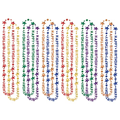 Beistle 12 Piece Colorful Plastic Happy Birthday Necklaces Party Favors, 36", Multicolored